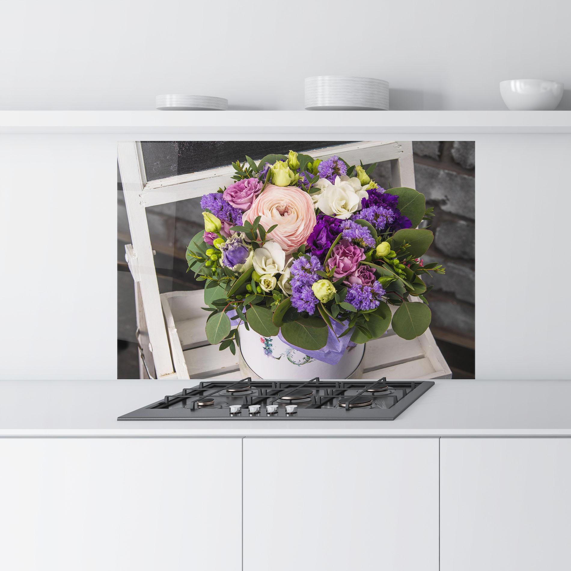 Konyhai üveg hátfal Big Pink Rose Bouquet mockup 9