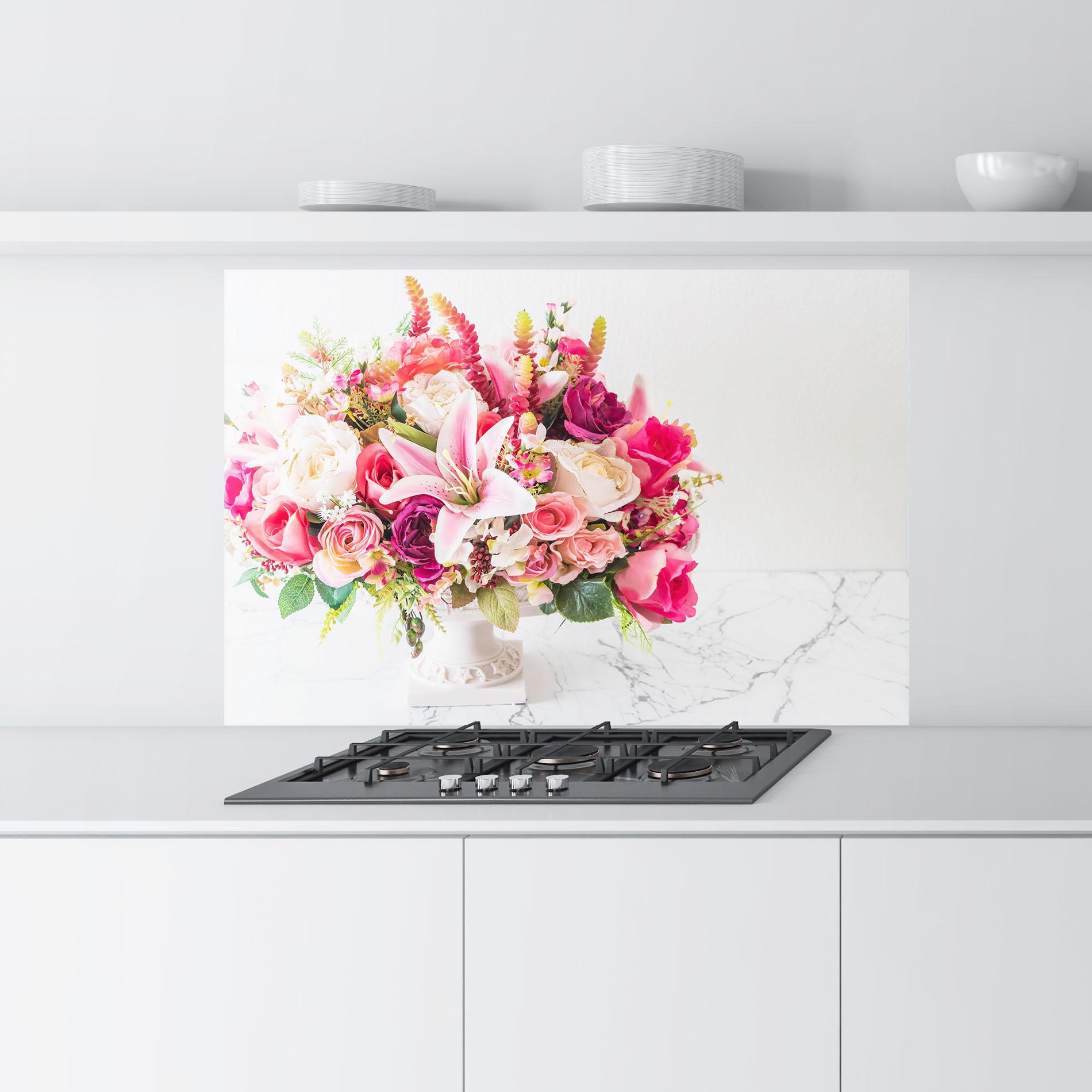 Konyhai üveg hátfal Bouquet Flowers Vase mockup 9