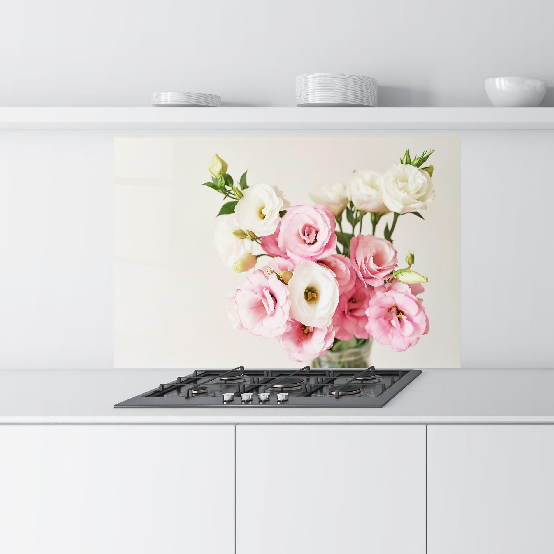 Konyhai üveg hátfal Cute Pink Flowers mockup 9
