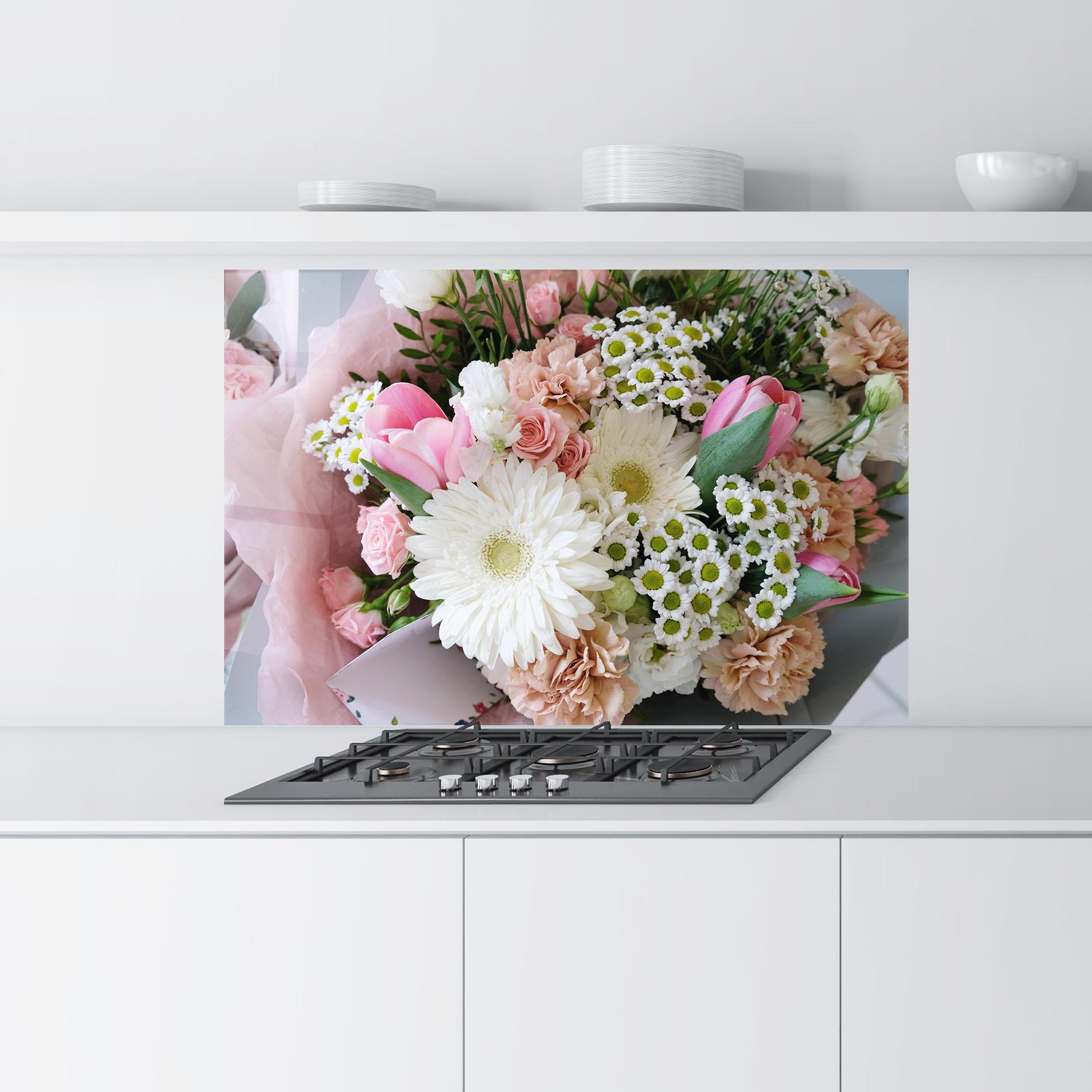 Konyhai üveg hátfal Flower Mix Bouquet mockup 9