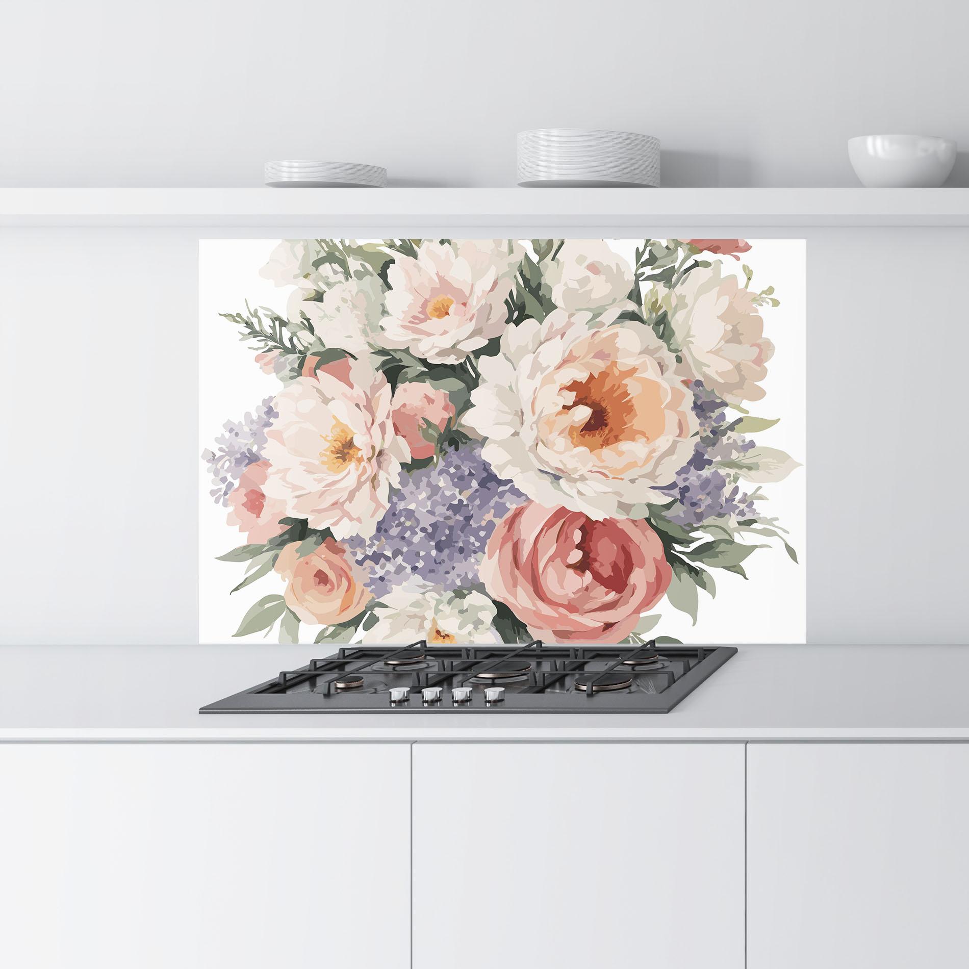 Konyhai üveg hátfal Pretty Watercolor Bouquet mockup 9