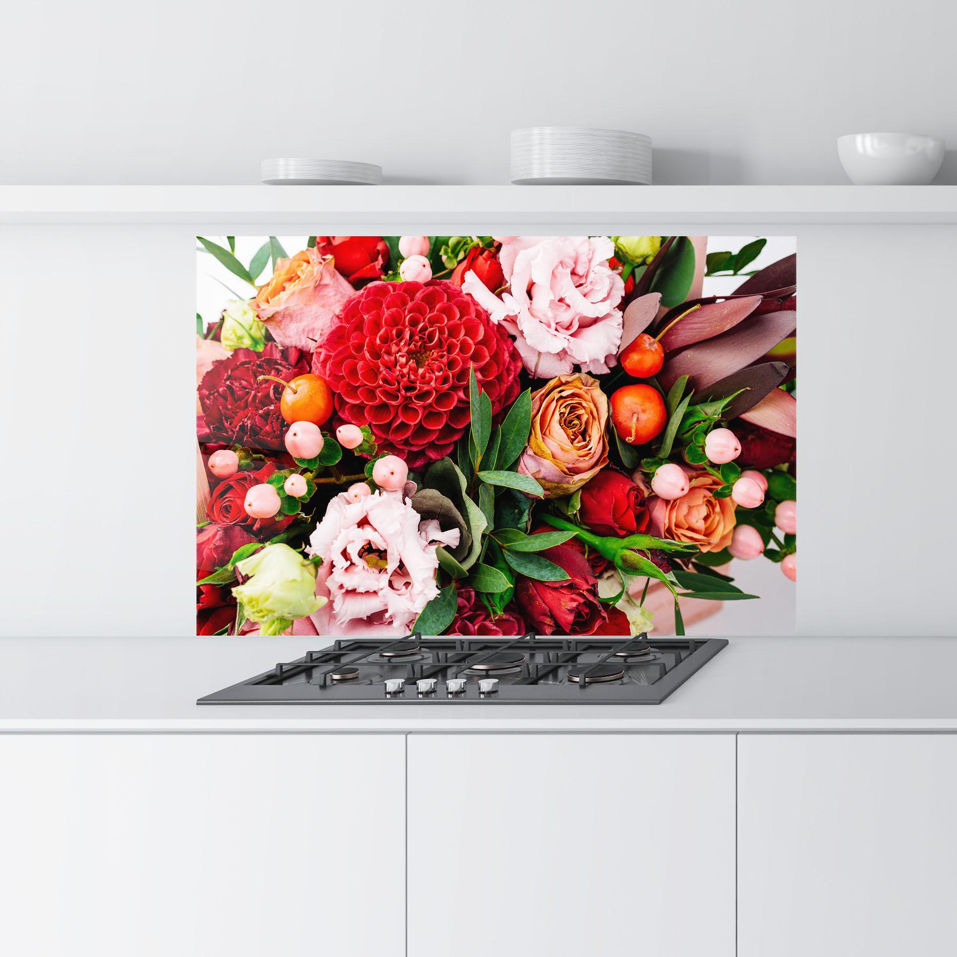 Konyhai üveg hátfal Red Orange Bouquet mockup 9