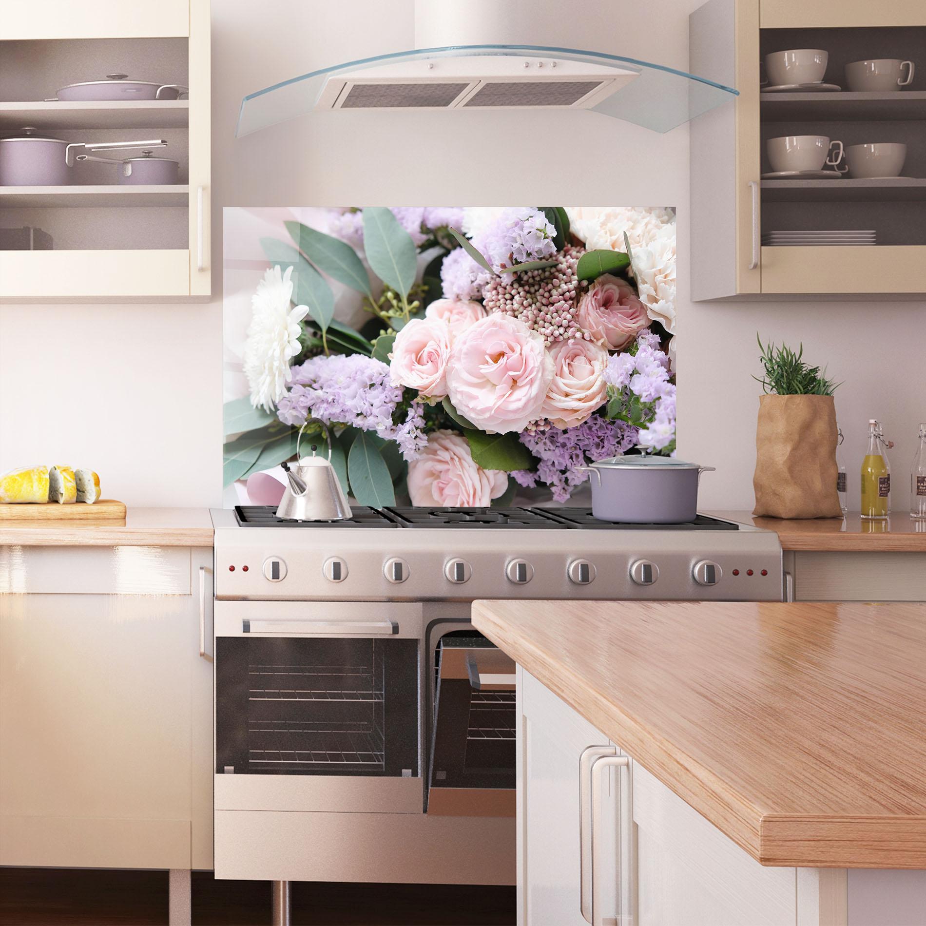 Konyhai üveg hátfal Beautiful Pink Roses mockup 1