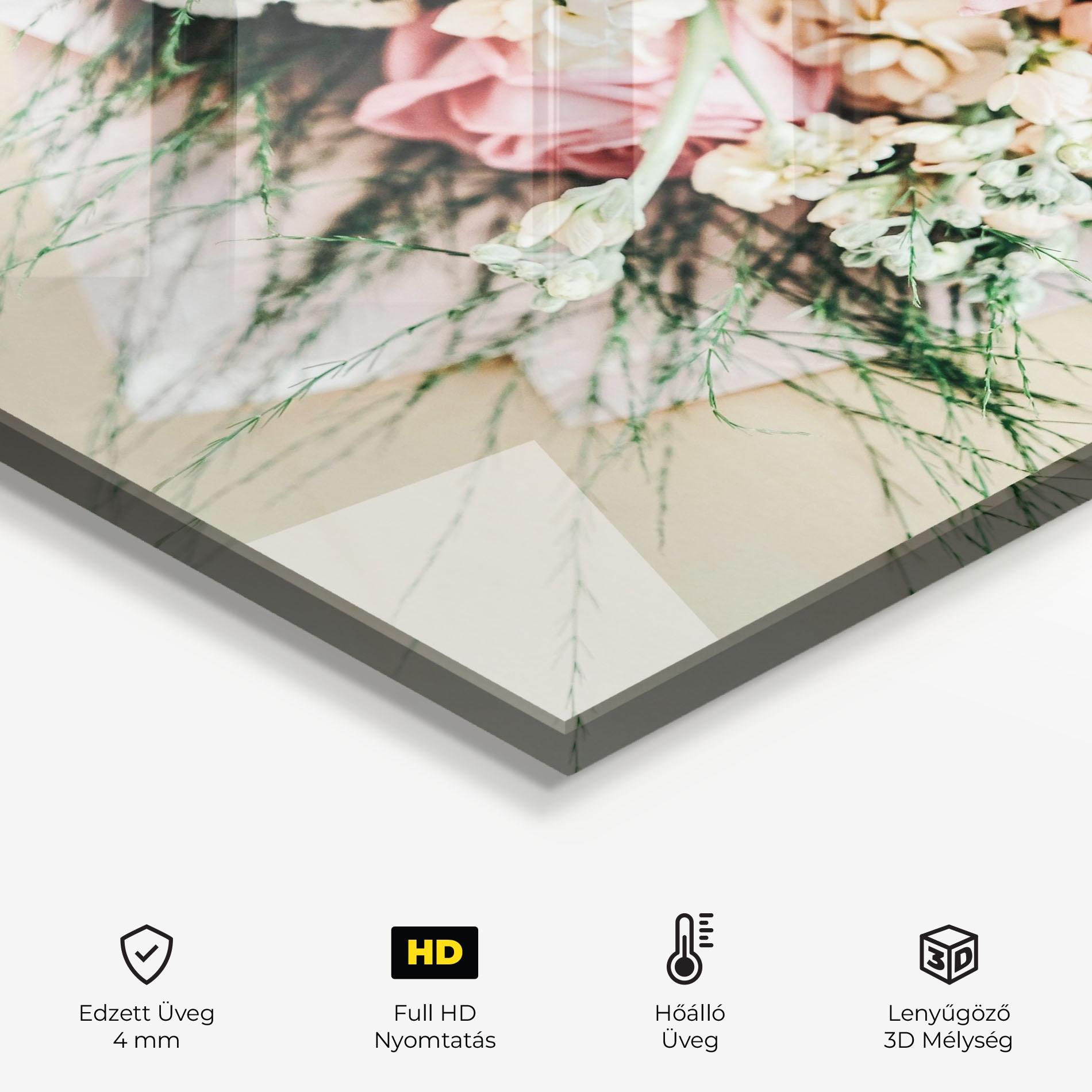 Konyhai üveg hátfal Baby Pink Bouquet mockup 2