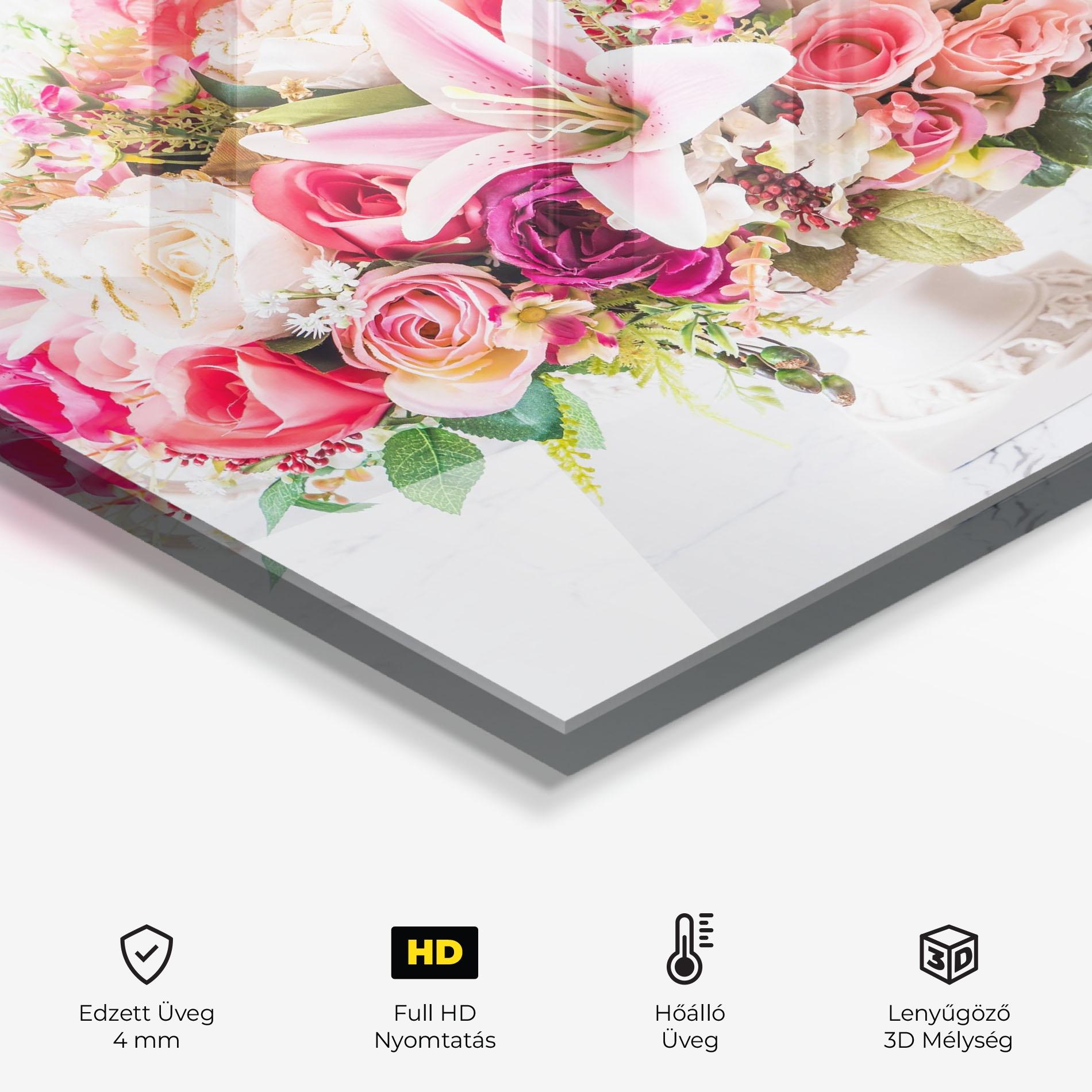 Konyhai üveg hátfal Bouquet Flowers Vase mockup 2