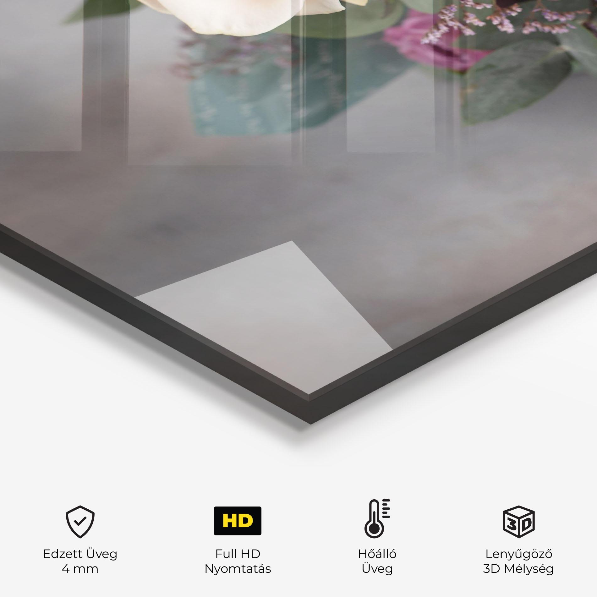 Konyhai üveg hátfal Cream Purple Bouquet mockup 2