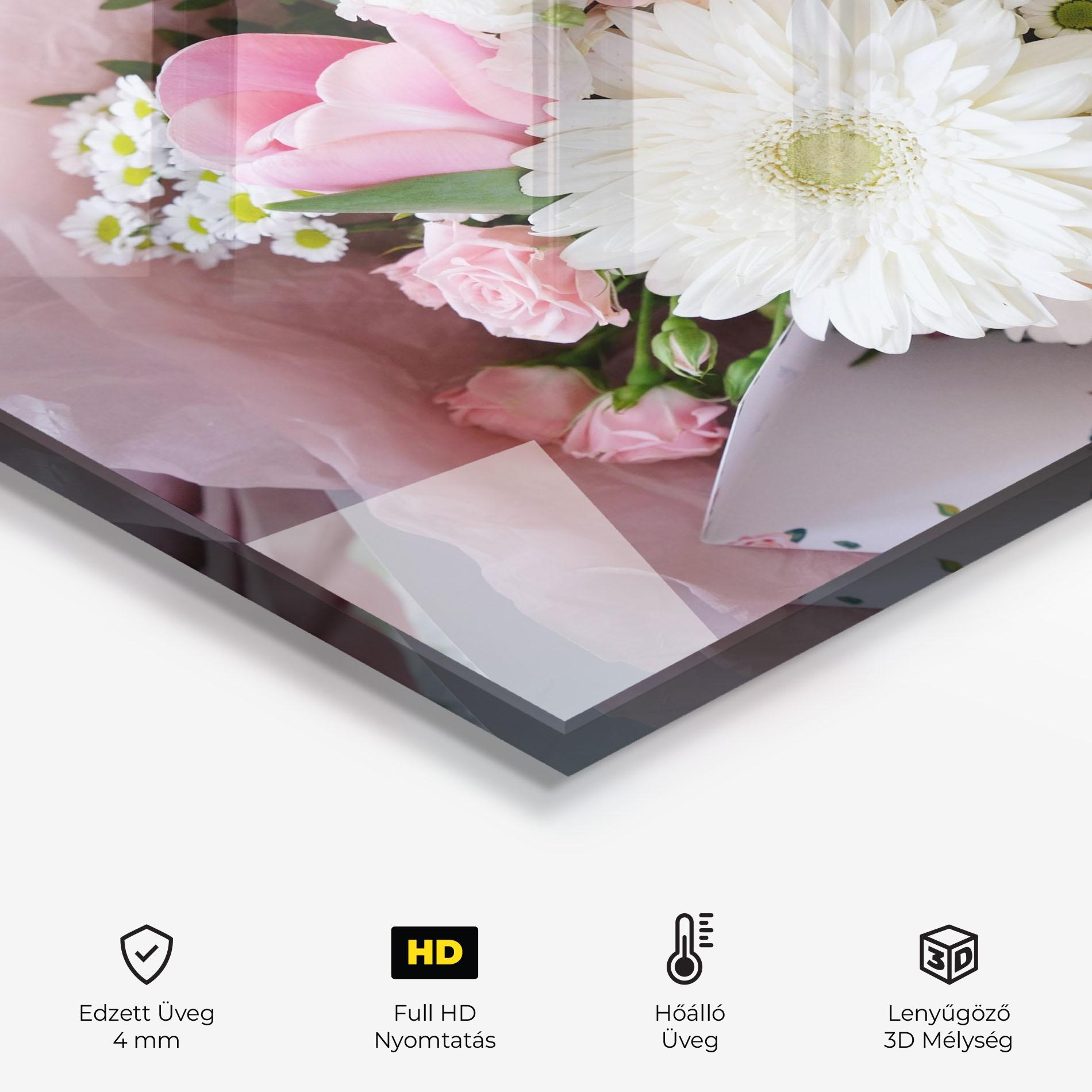 Konyhai üveg hátfal Flower Mix Bouquet mockup 2