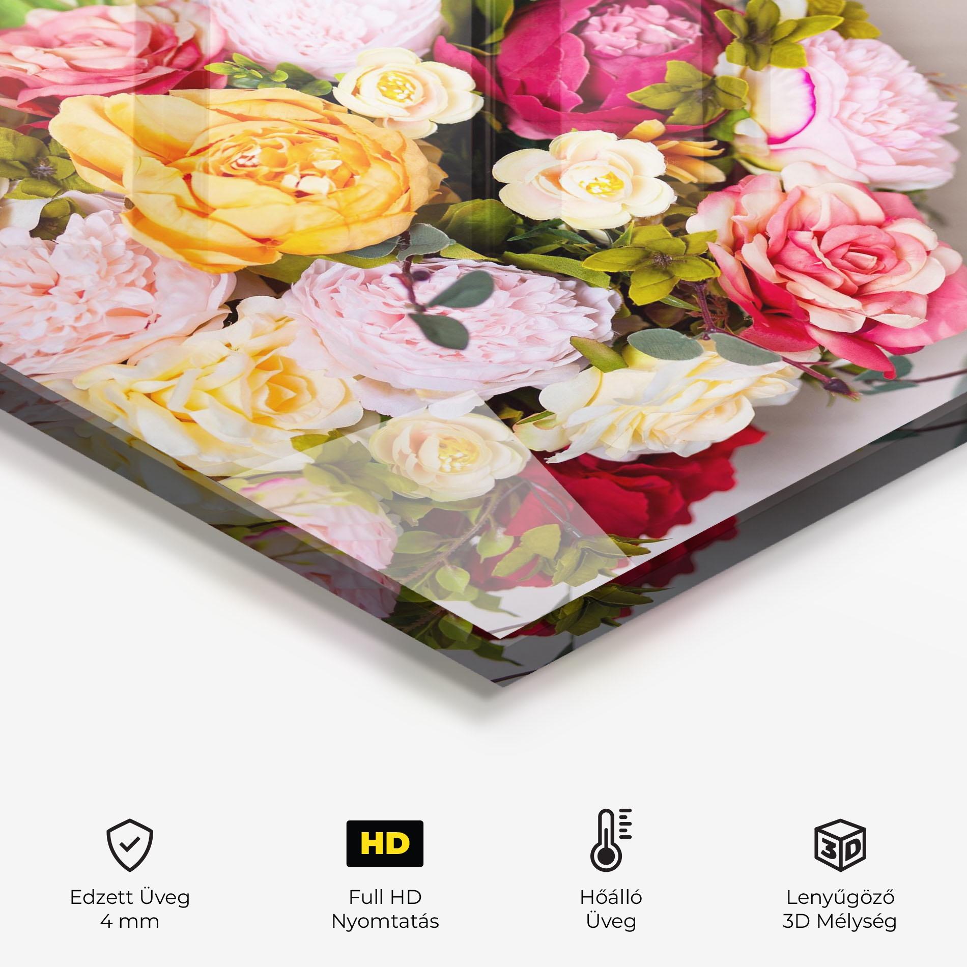 Konyhai üveg hátfal Orange Purple Bouquet mockup 2