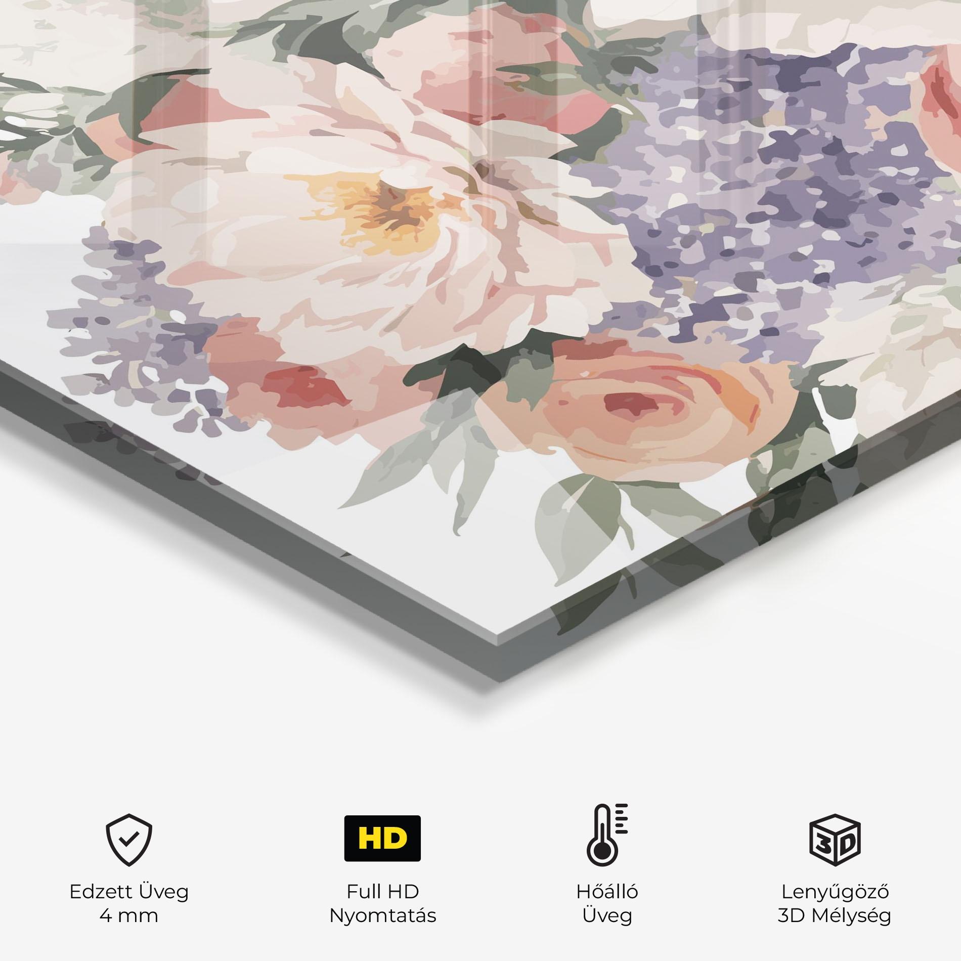 Konyhai üveg hátfal Pretty Watercolor Bouquet mockup 2
