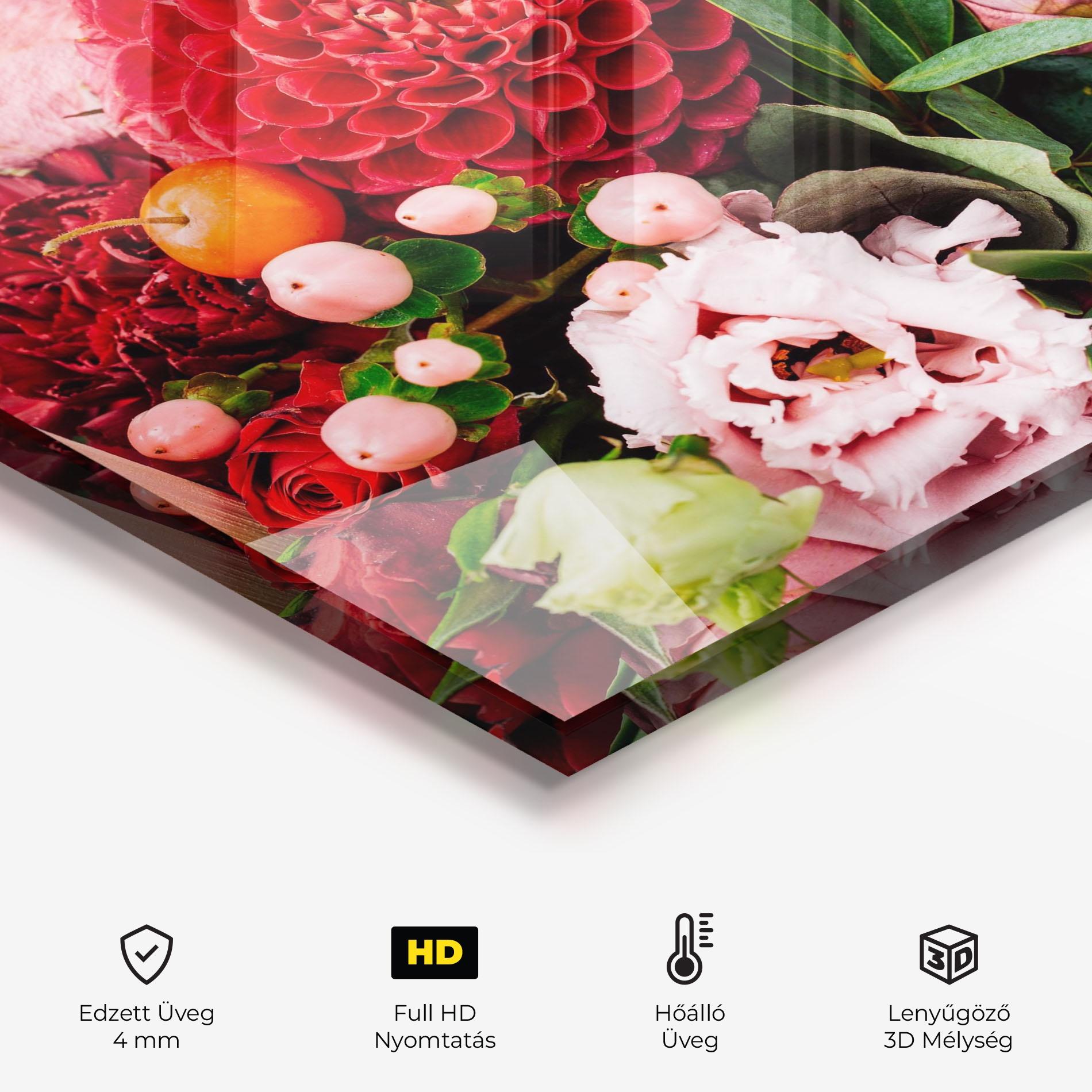 Konyhai üveg hátfal Red Orange Bouquet mockup 2