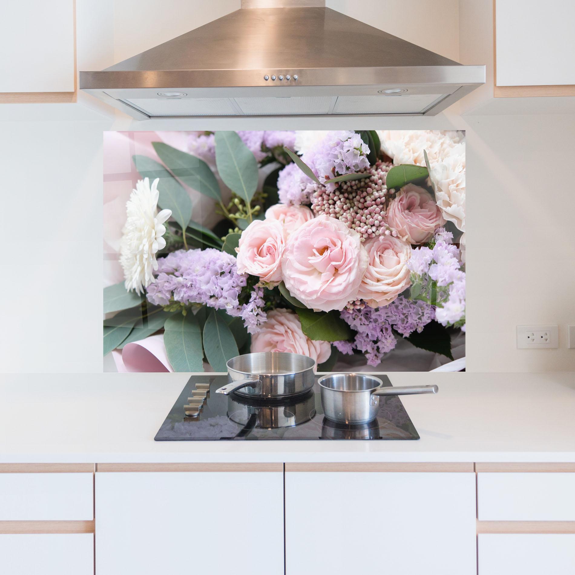 Konyhai üveg hátfal Beautiful Pink Roses mockup 5