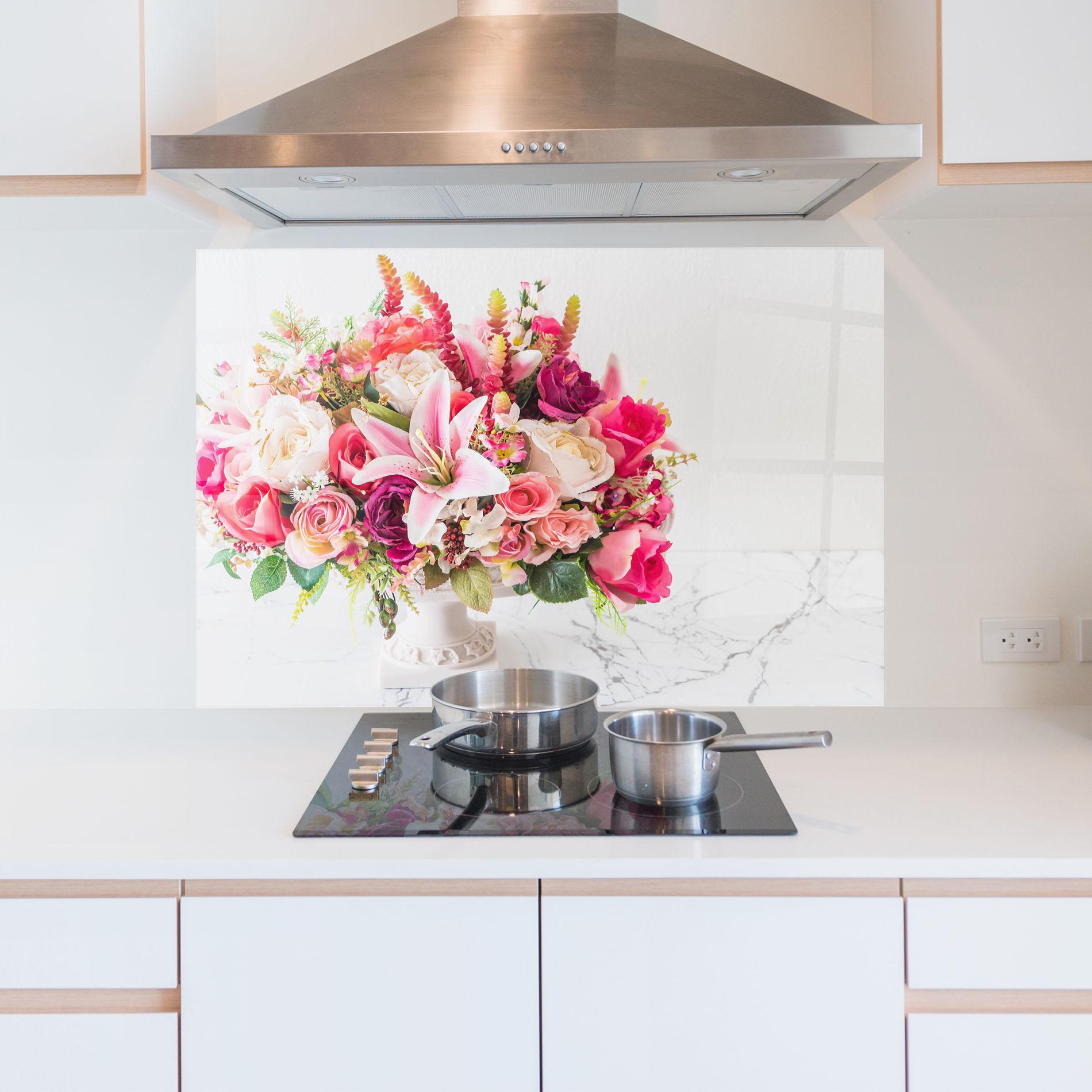 Konyhai üveg hátfal Bouquet Flowers Vase mockup 5