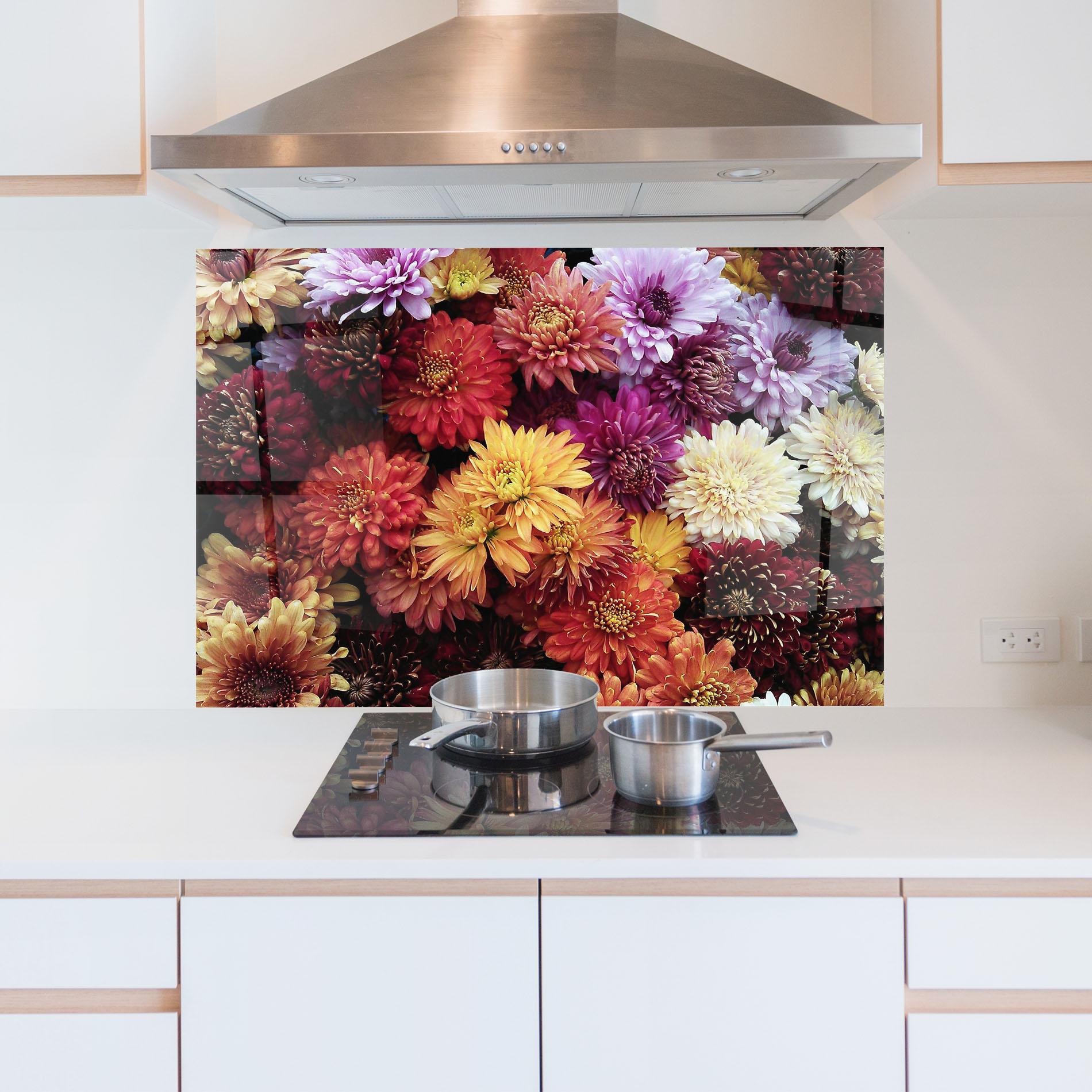 Konyhai üveg hátfal Flower Wall mockup 5