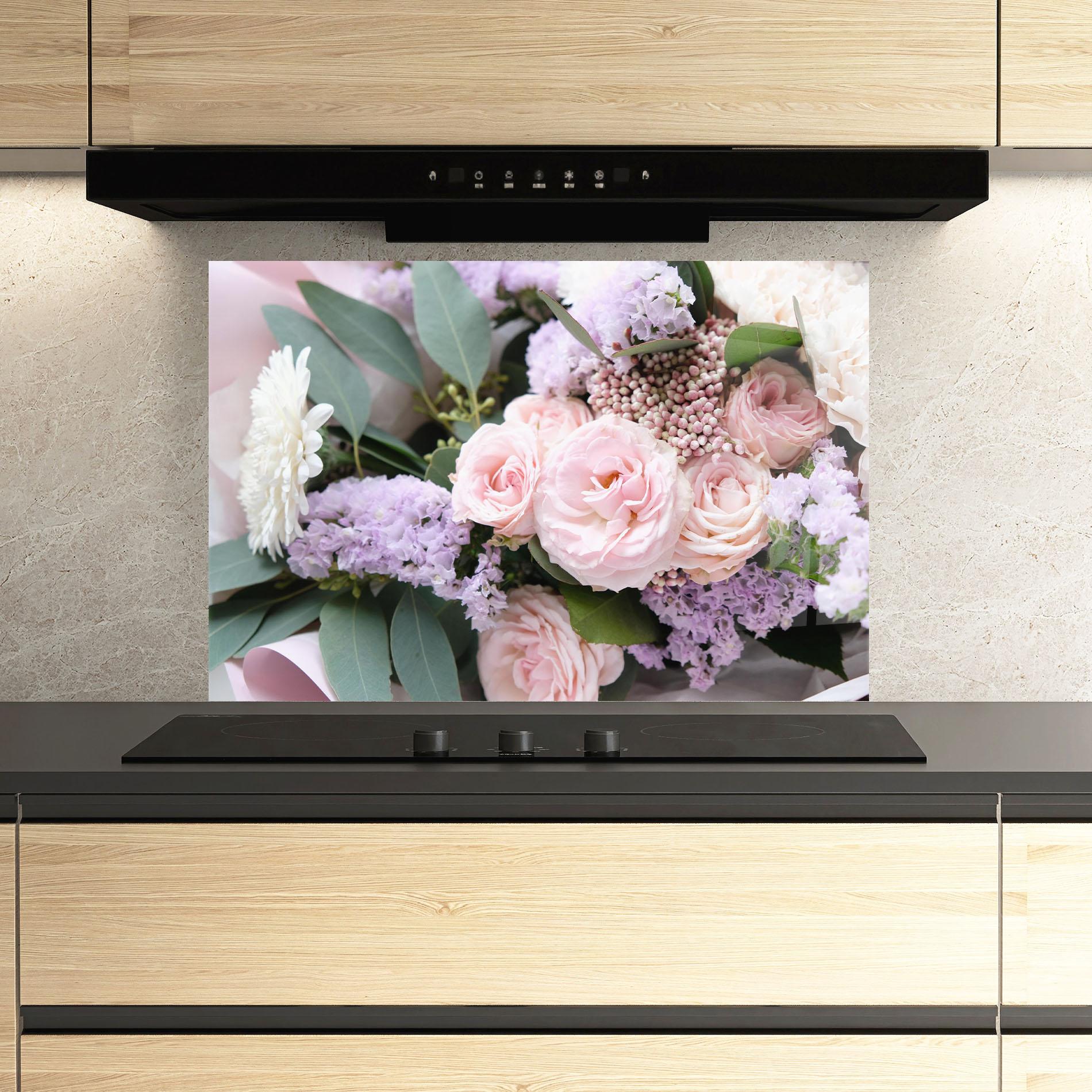 Konyhai üveg hátfal Beautiful Pink Roses mockup 3