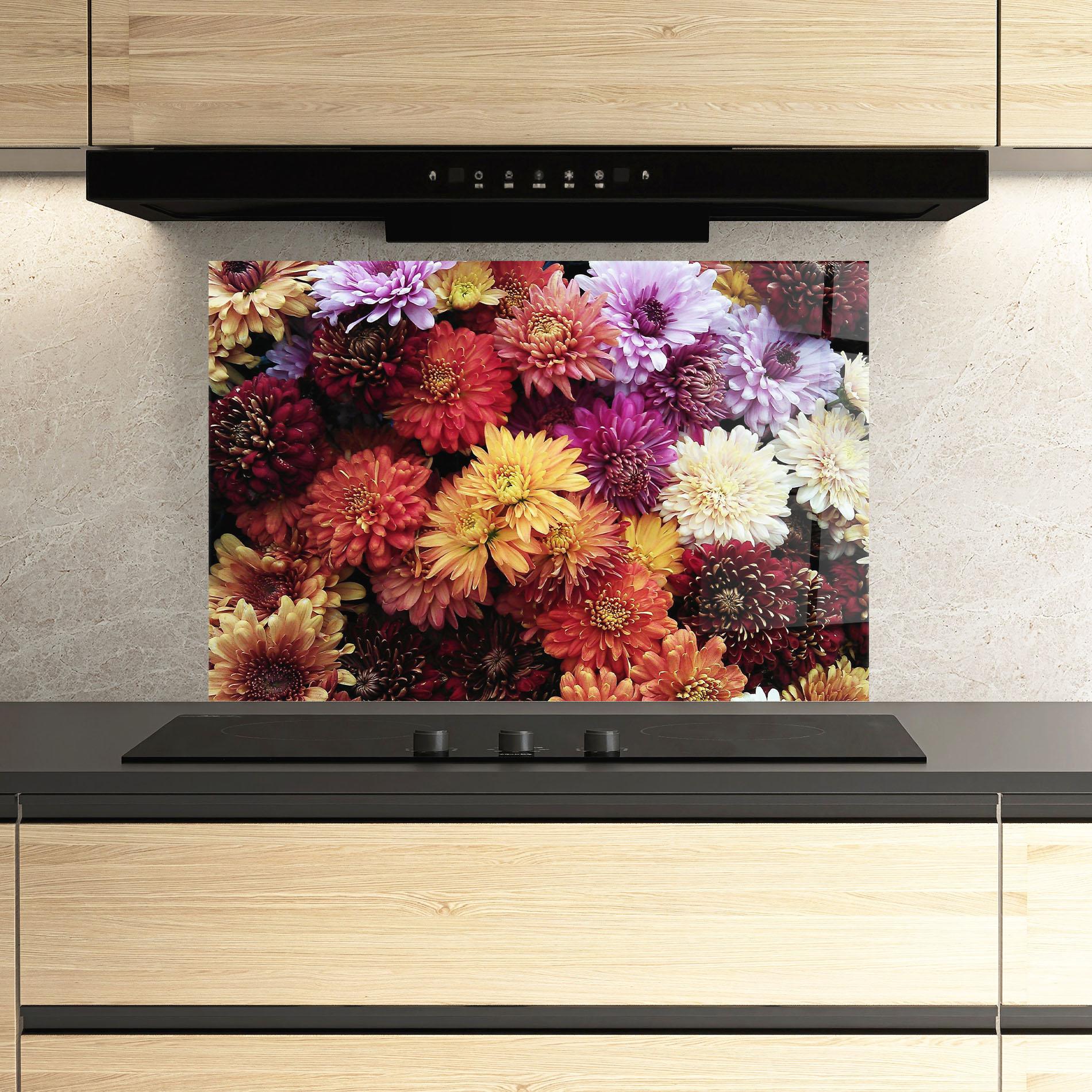 Konyhai üveg hátfal Flower Wall mockup 3