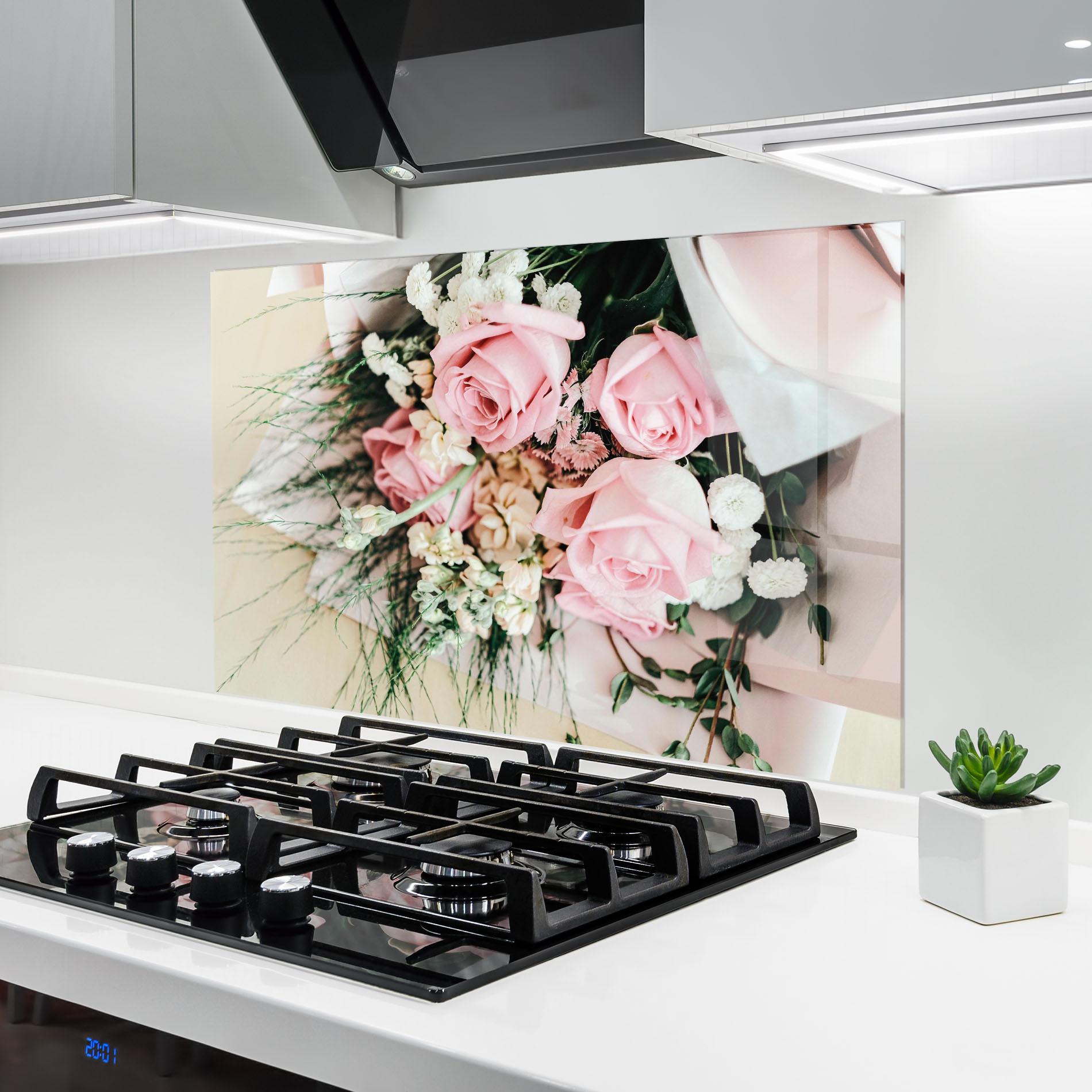 Konyhai üveg hátfal Baby Pink Bouquet mockup 6
