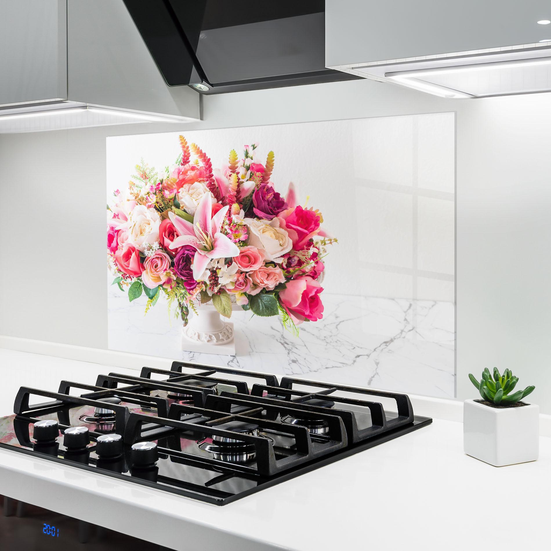 Konyhai üveg hátfal Bouquet Flowers Vase mockup 6