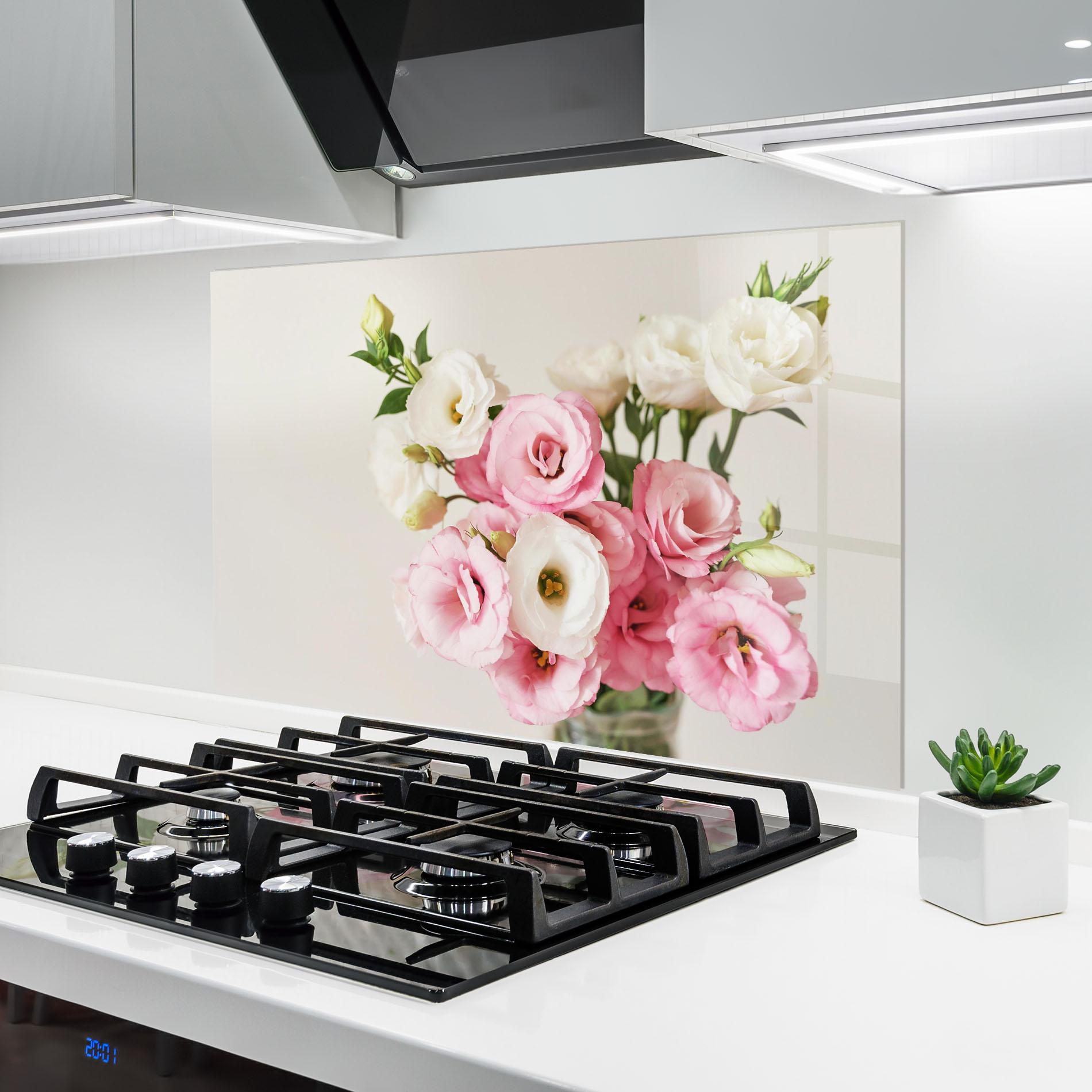 Konyhai üveg hátfal Cute Pink Flowers mockup 6