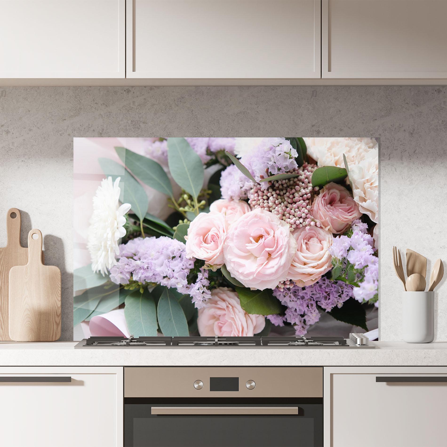 Konyhai üveg hátfal Beautiful Pink Roses mockup 7