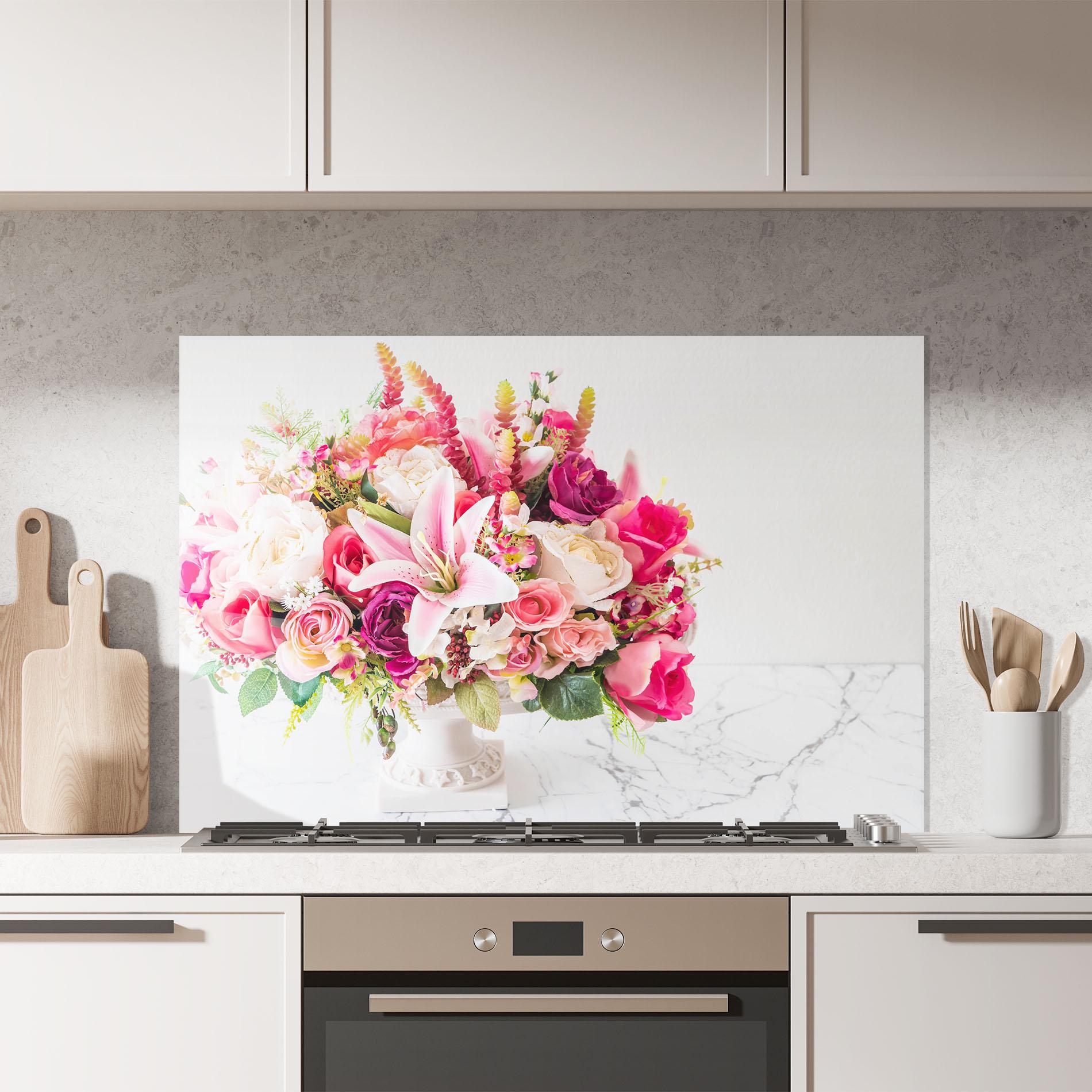Konyhai üveg hátfal Bouquet Flowers Vase mockup 7