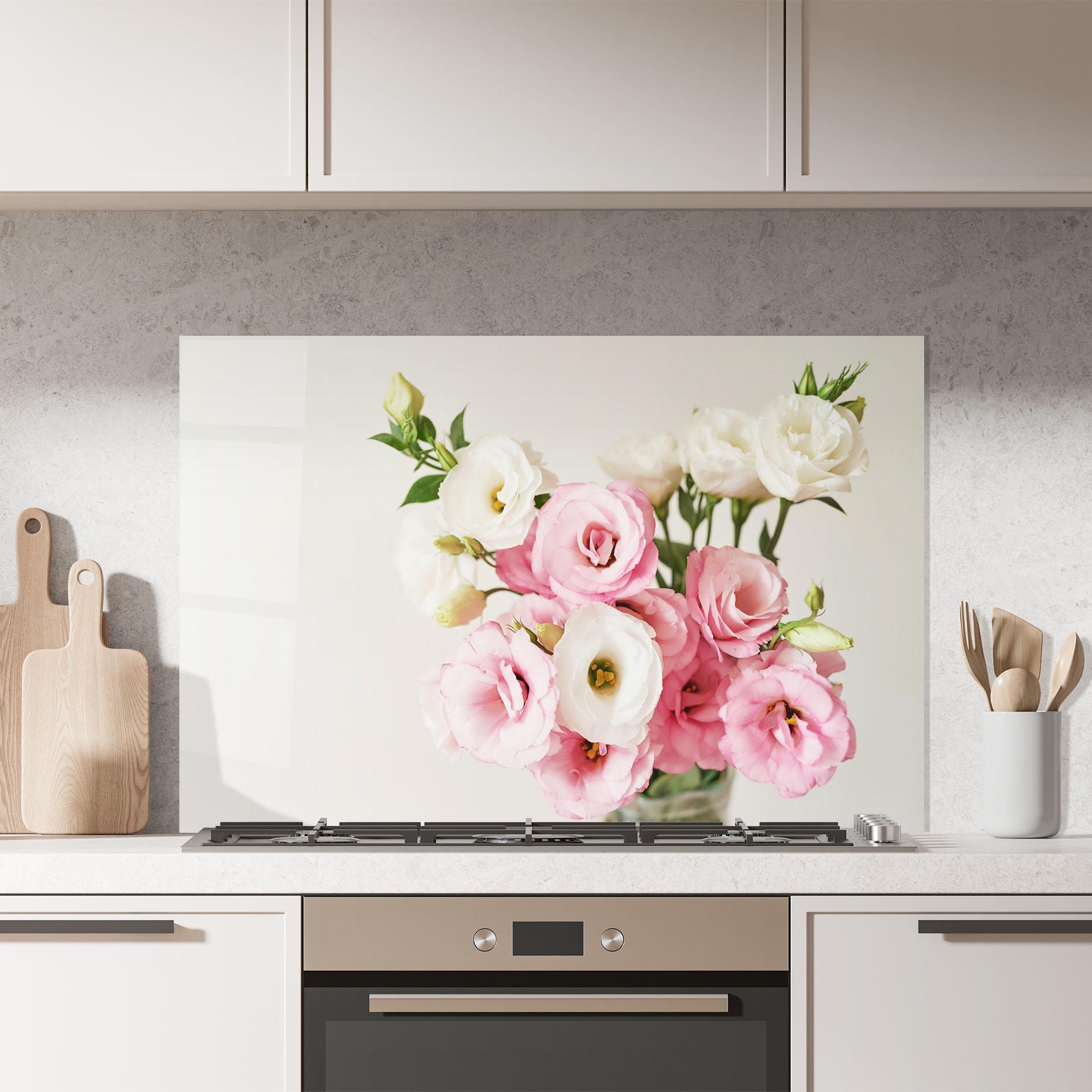 Konyhai üveg hátfal Cute Pink Flowers mockup 7