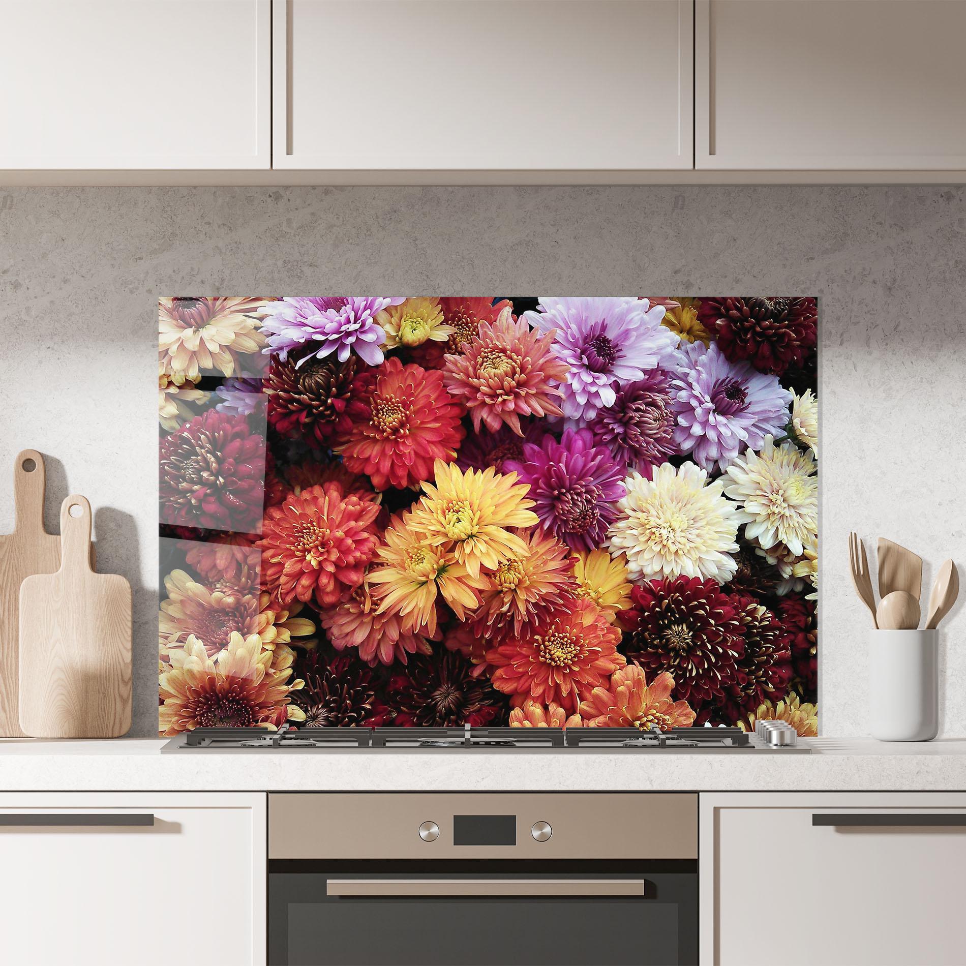 Konyhai üveg hátfal Flower Wall mockup 7