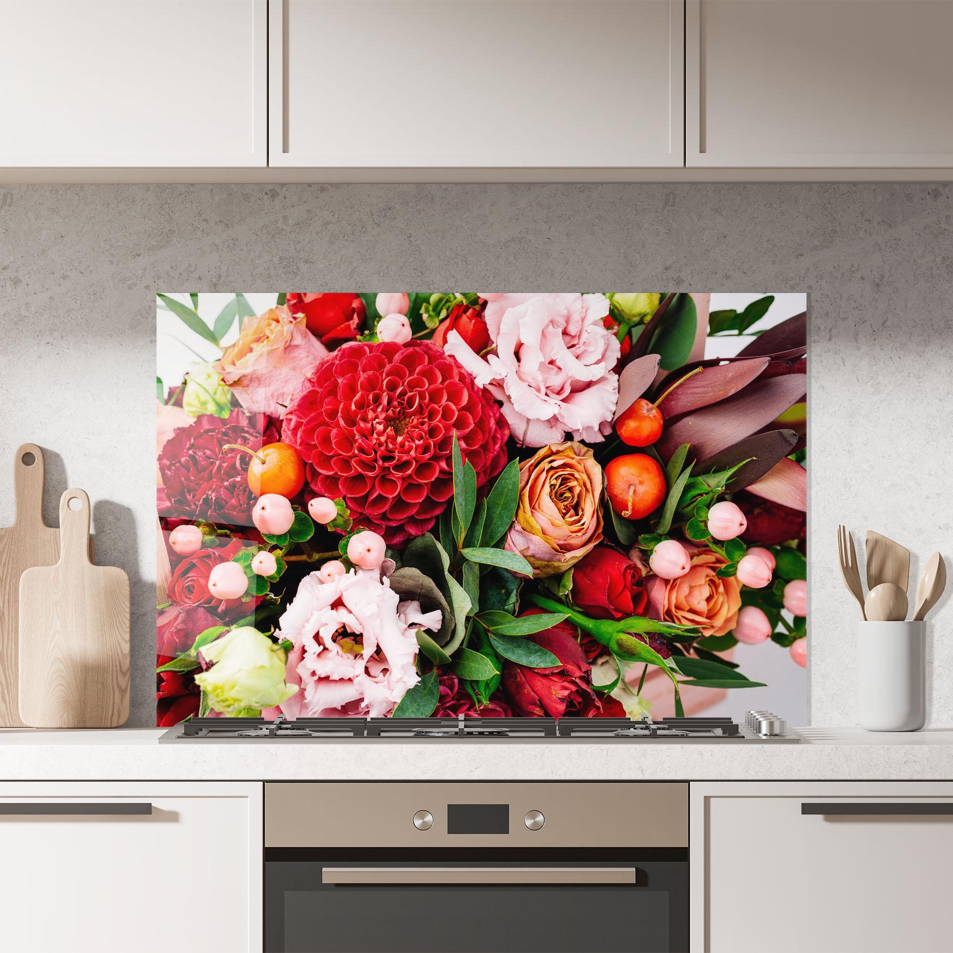 Konyhai üveg hátfal Red Orange Bouquet mockup 7