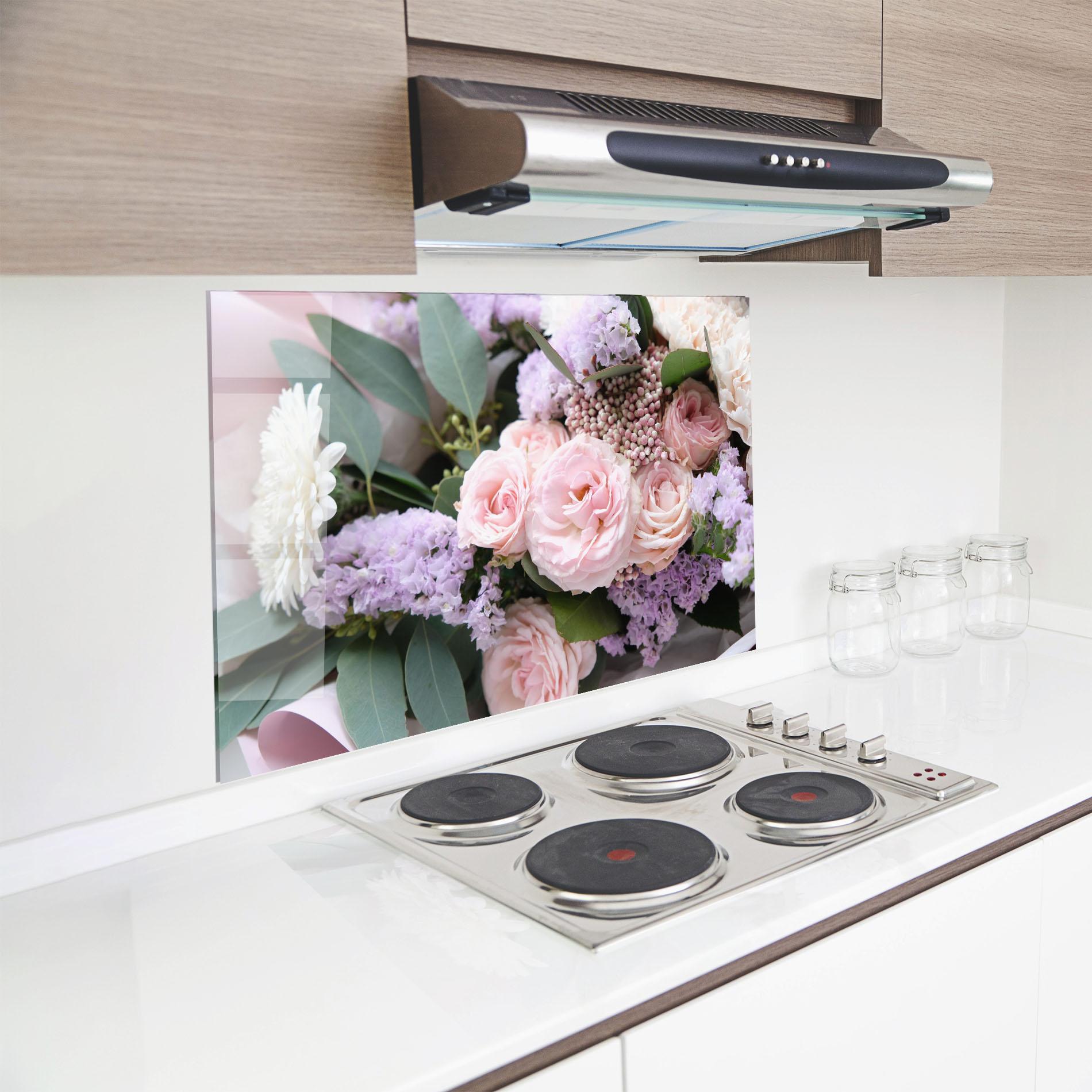 Konyhai üveg hátfal Beautiful Pink Roses mockup 8