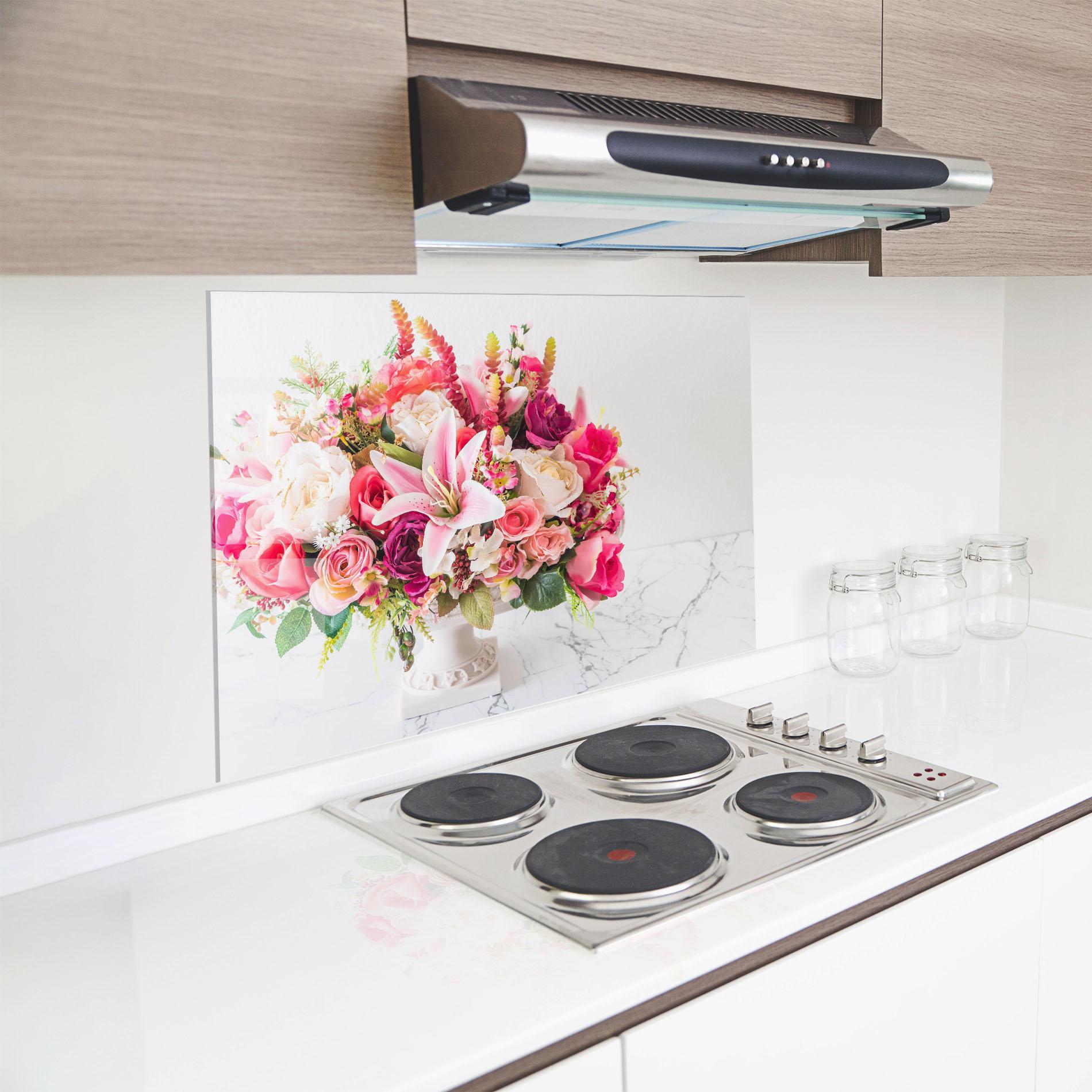 Konyhai üveg hátfal Bouquet Flowers Vase mockup 8