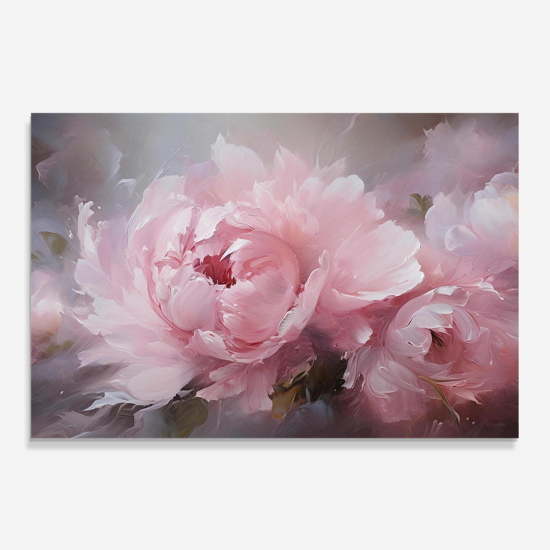 Konyhai üveg hátfal Dreamy Painting Peony mockup 0
