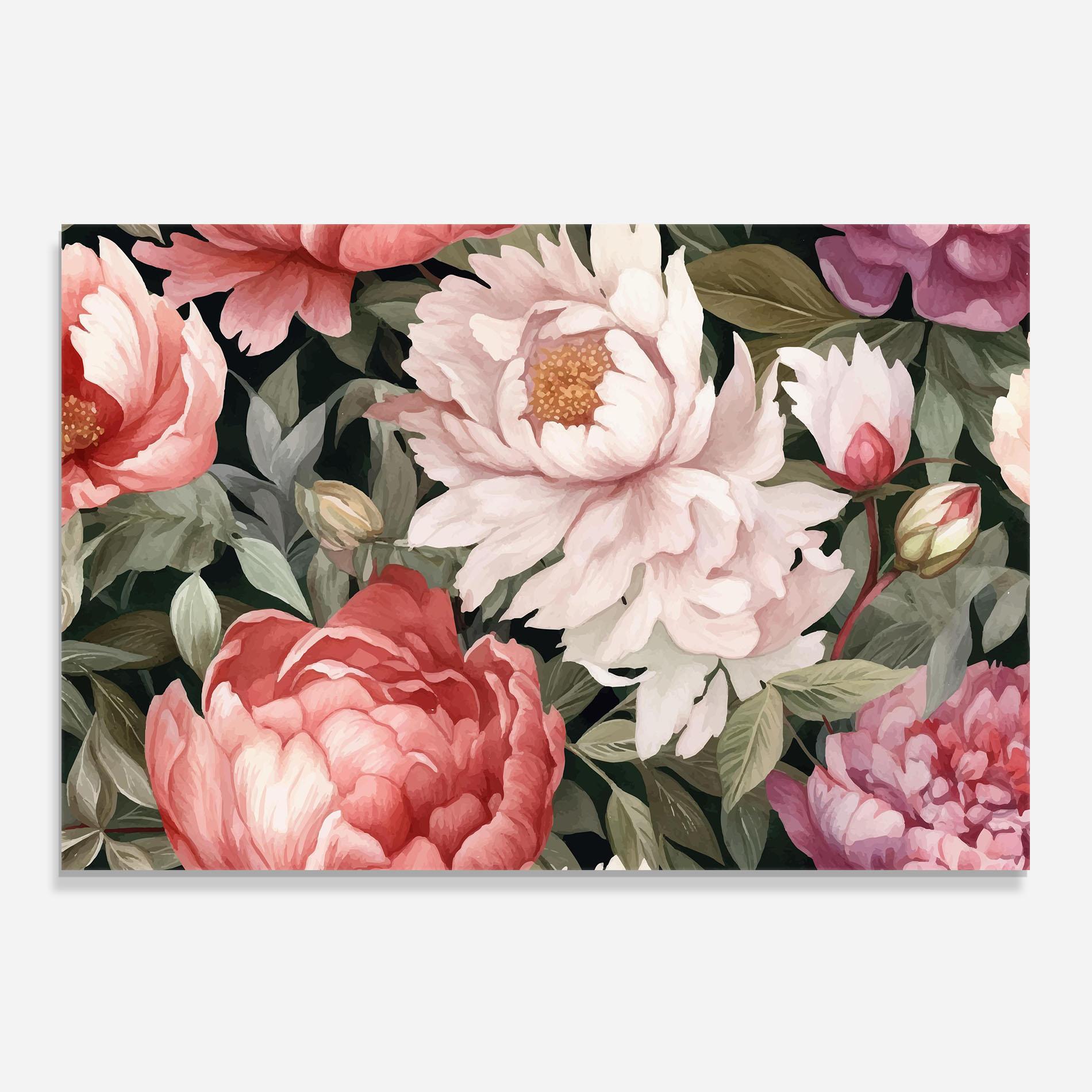 Konyhai üveg hátfal Light Peony Art mockup 0