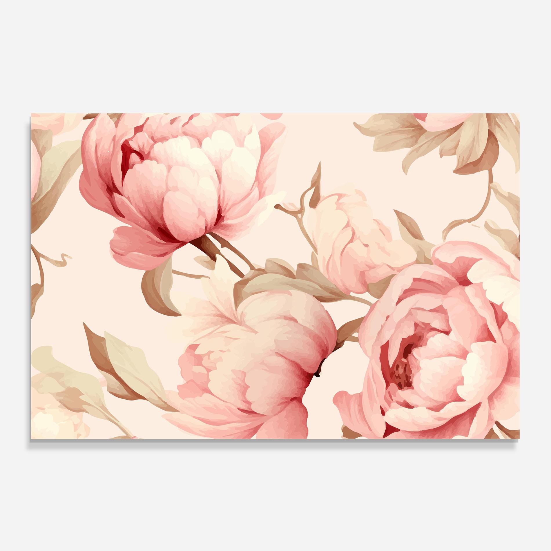 Konyhai üveg hátfal Pastel Peony mockup 0