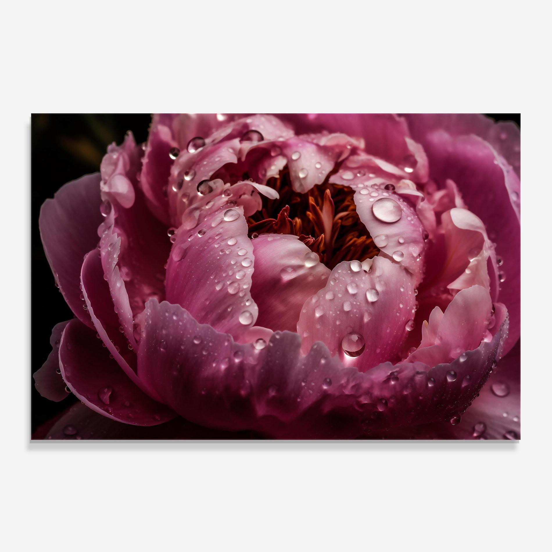 Konyhai üveg hátfal Peony Close Up After Rain mockup 0