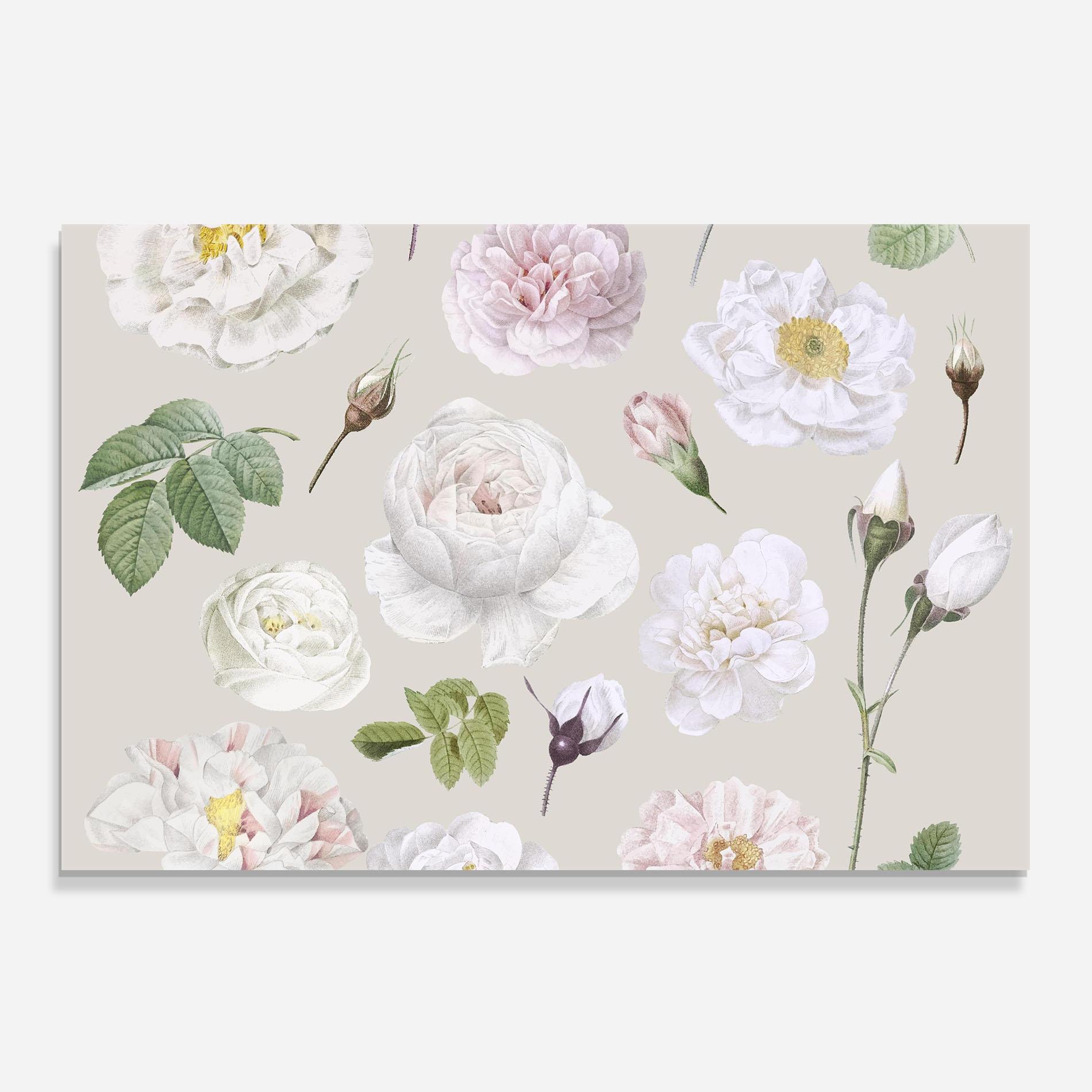 Konyhai üveg hátfal White Peony On Cream mockup 0