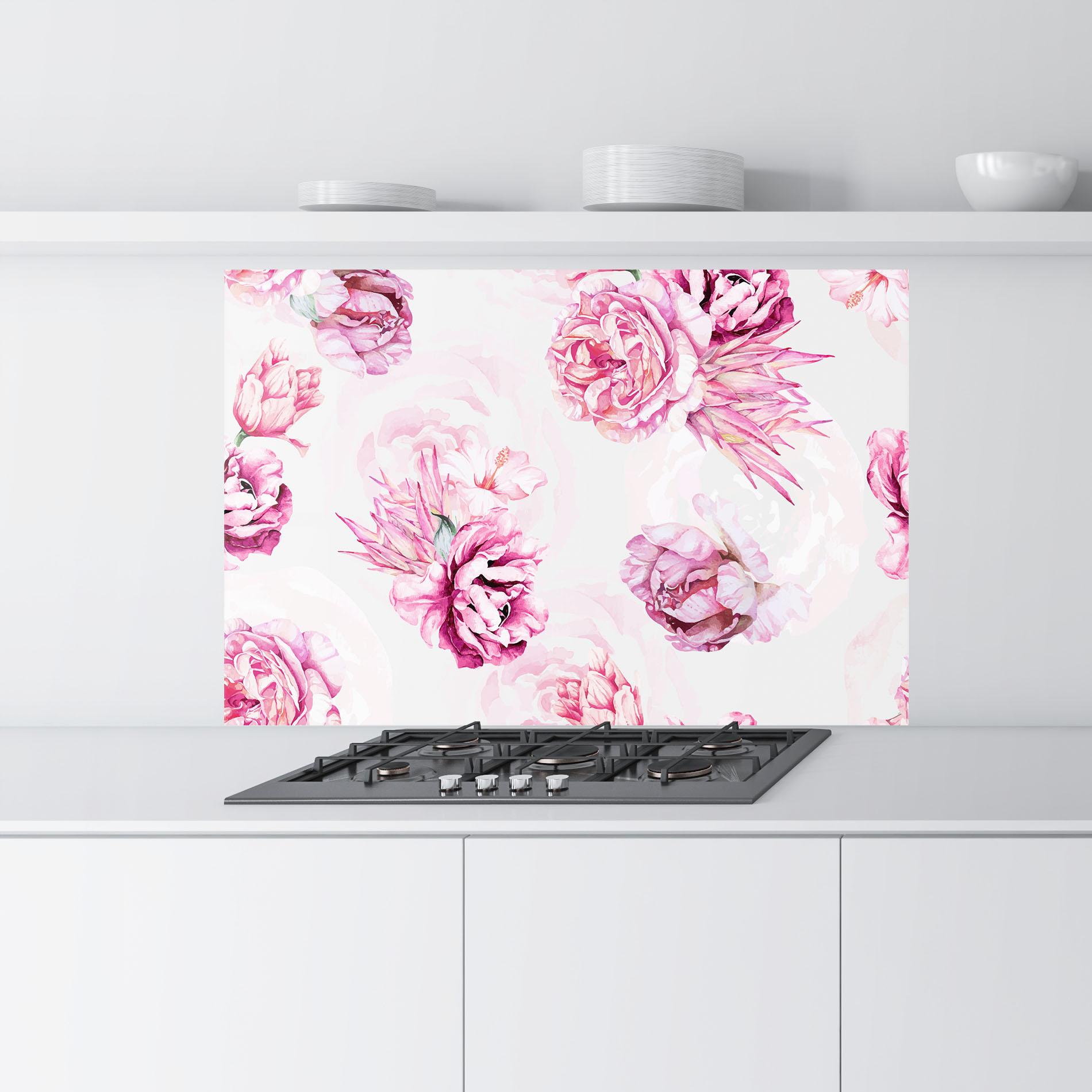 Konyhai üveg hátfal Blooming Peony mockup 9