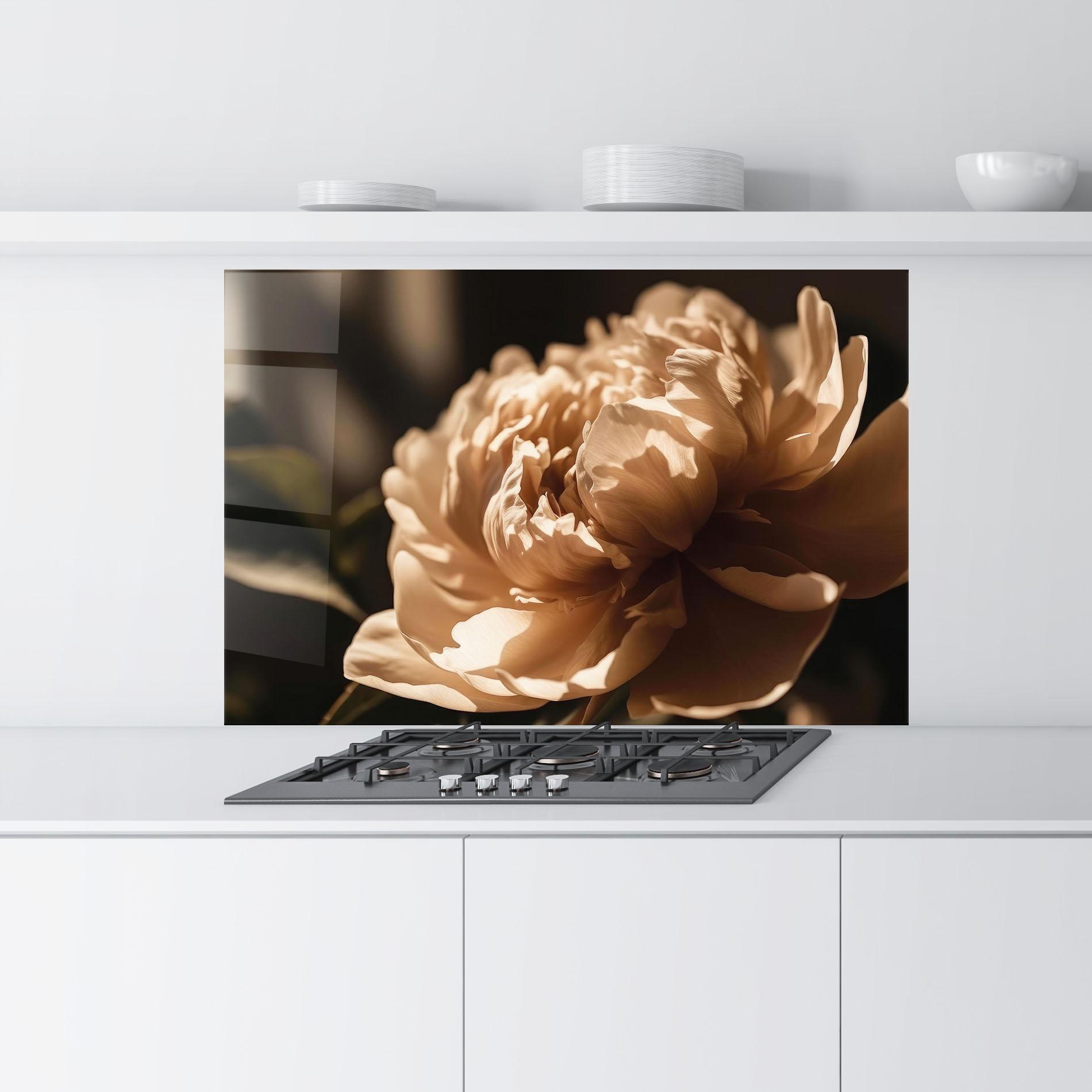 Konyhai üveg hátfal Cream Peony mockup 9