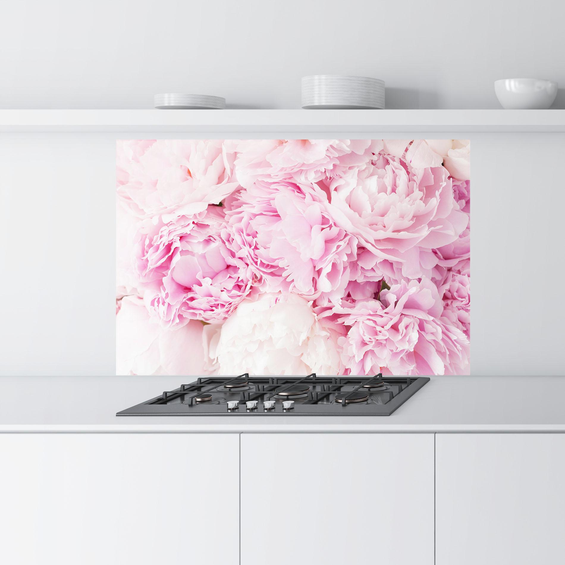 Konyhai üveg hátfal Dreamy Pink Pastel Peony mockup 9