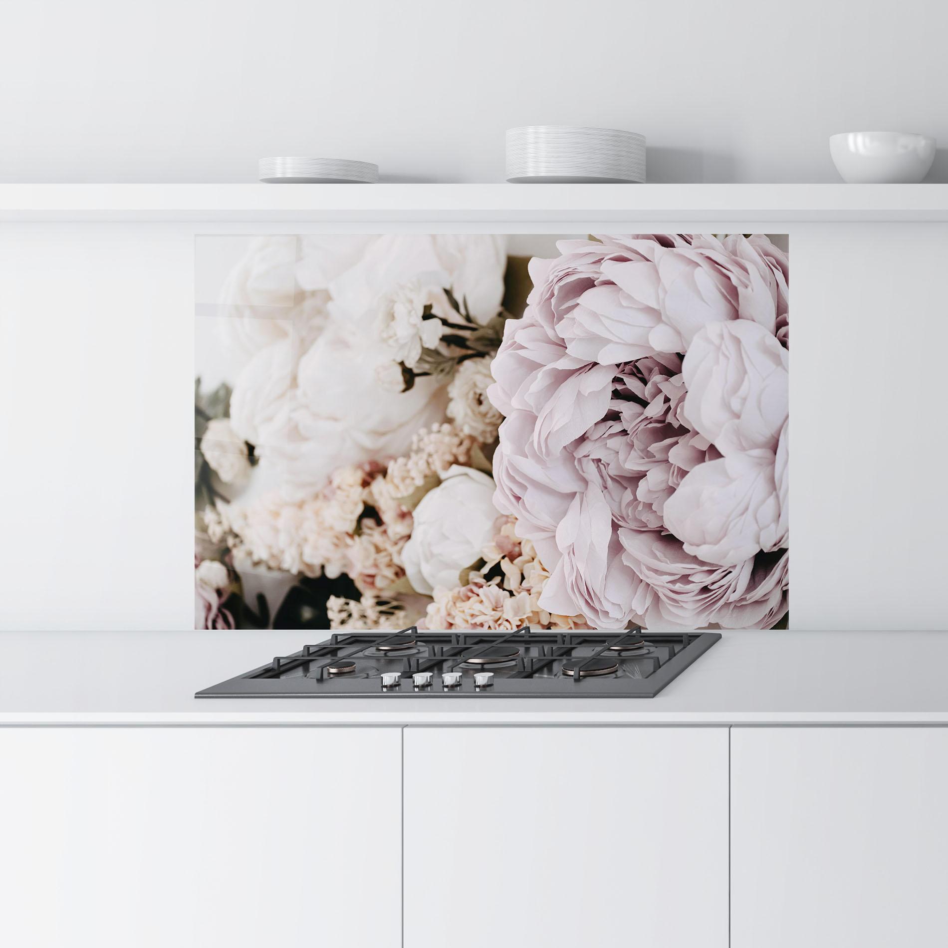 Konyhai üveg hátfal Grey Peony Bouquet mockup 9