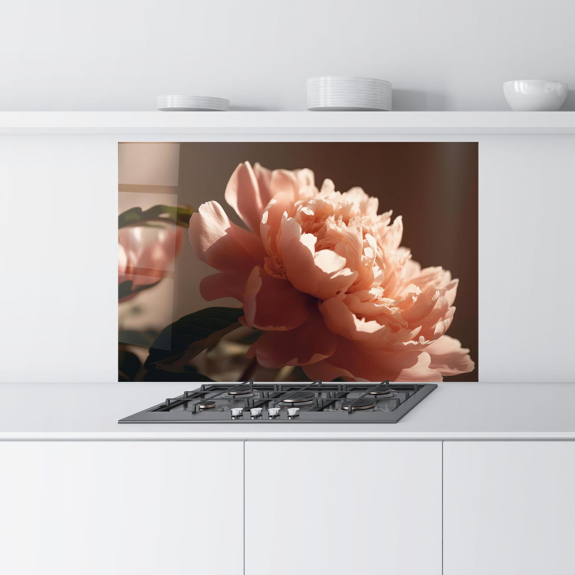 Konyhai üveg hátfal Light Orange Peony View mockup 9