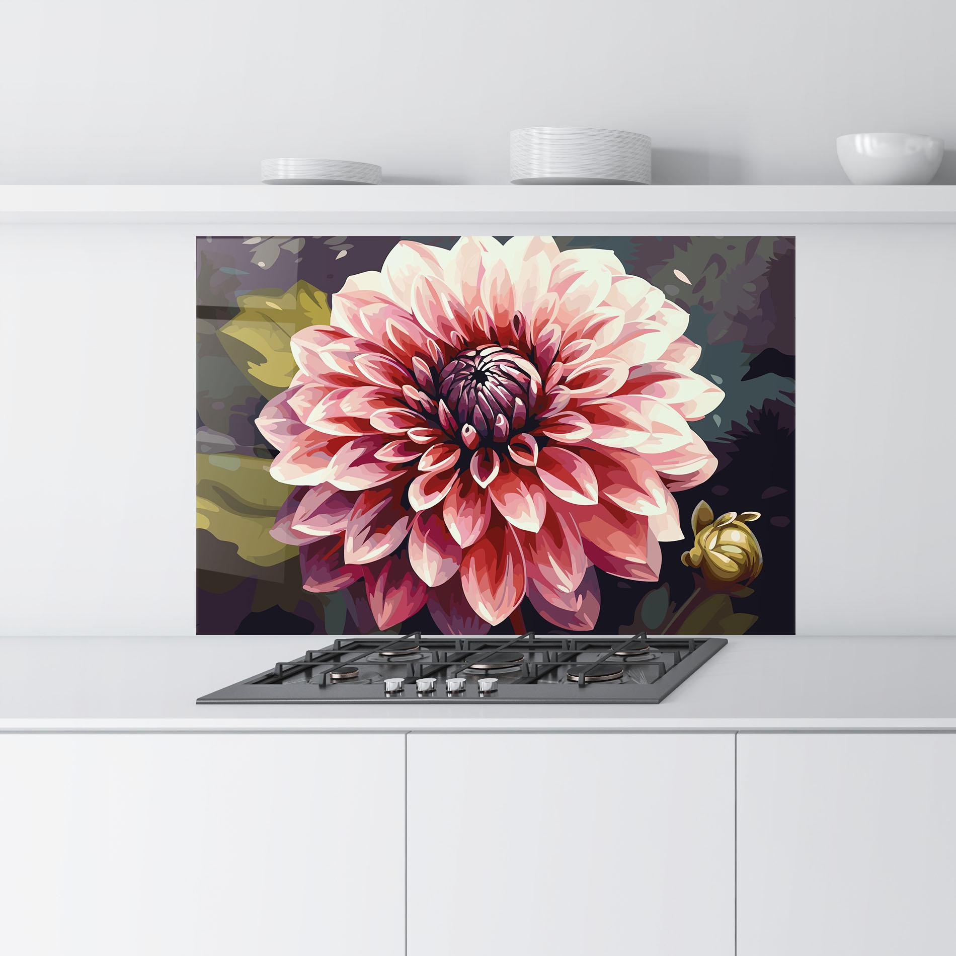 Konyhai üveg hátfal Open Pink Flower mockup 9