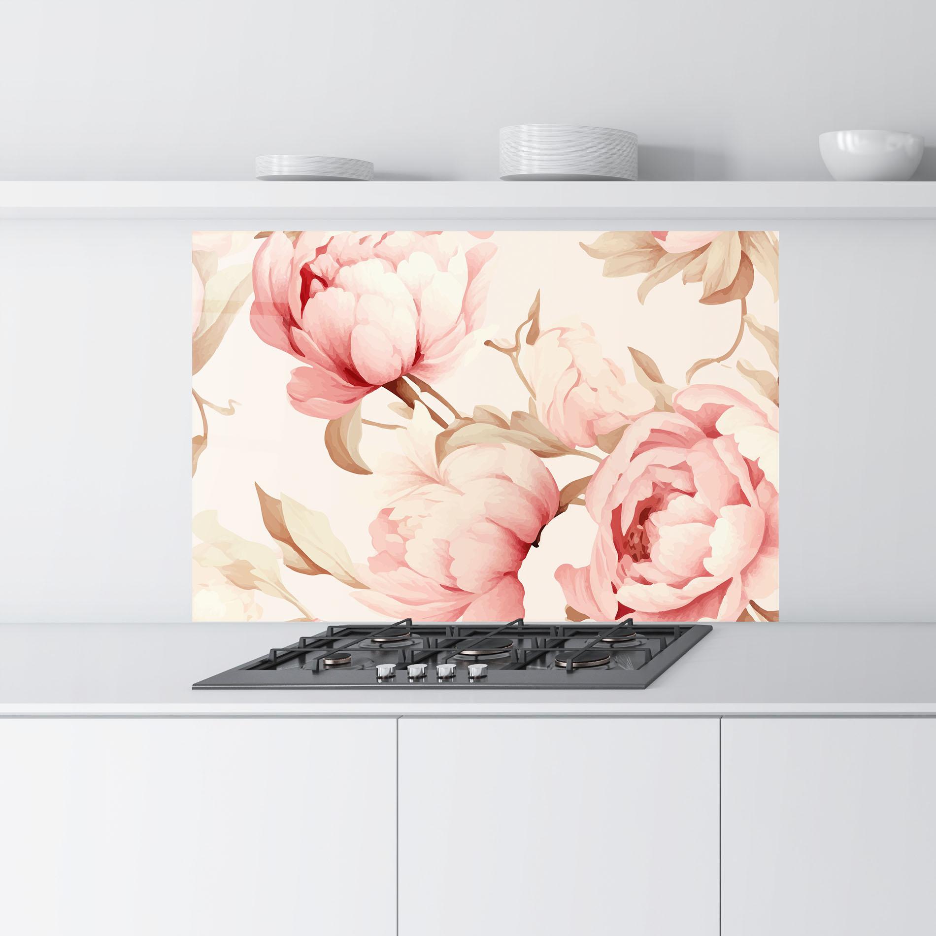 Konyhai üveg hátfal Pastel Peony mockup 9