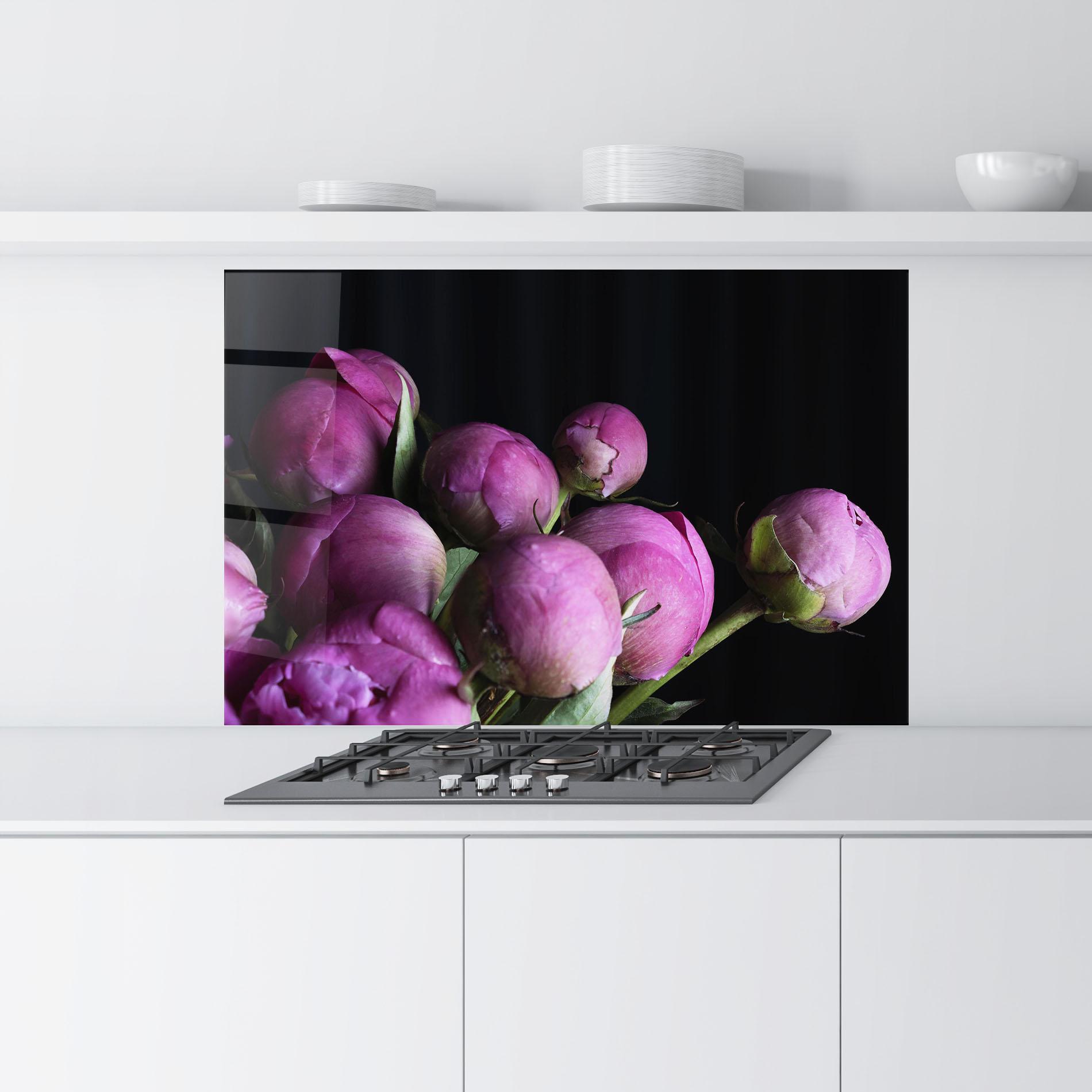 Konyhai üveg hátfal Peony Buds mockup 9