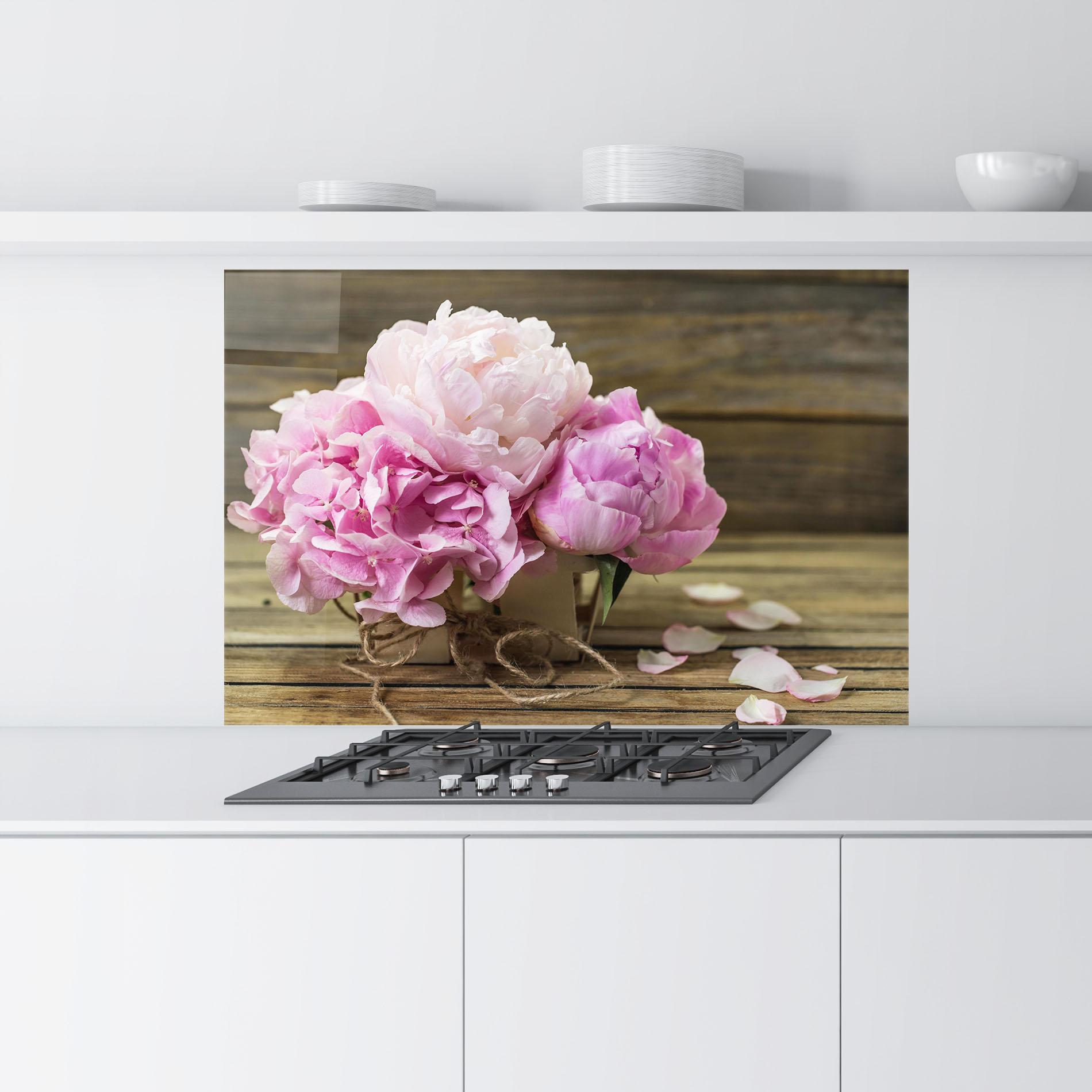 Konyhai üveg hátfal Peony On Table mockup 9