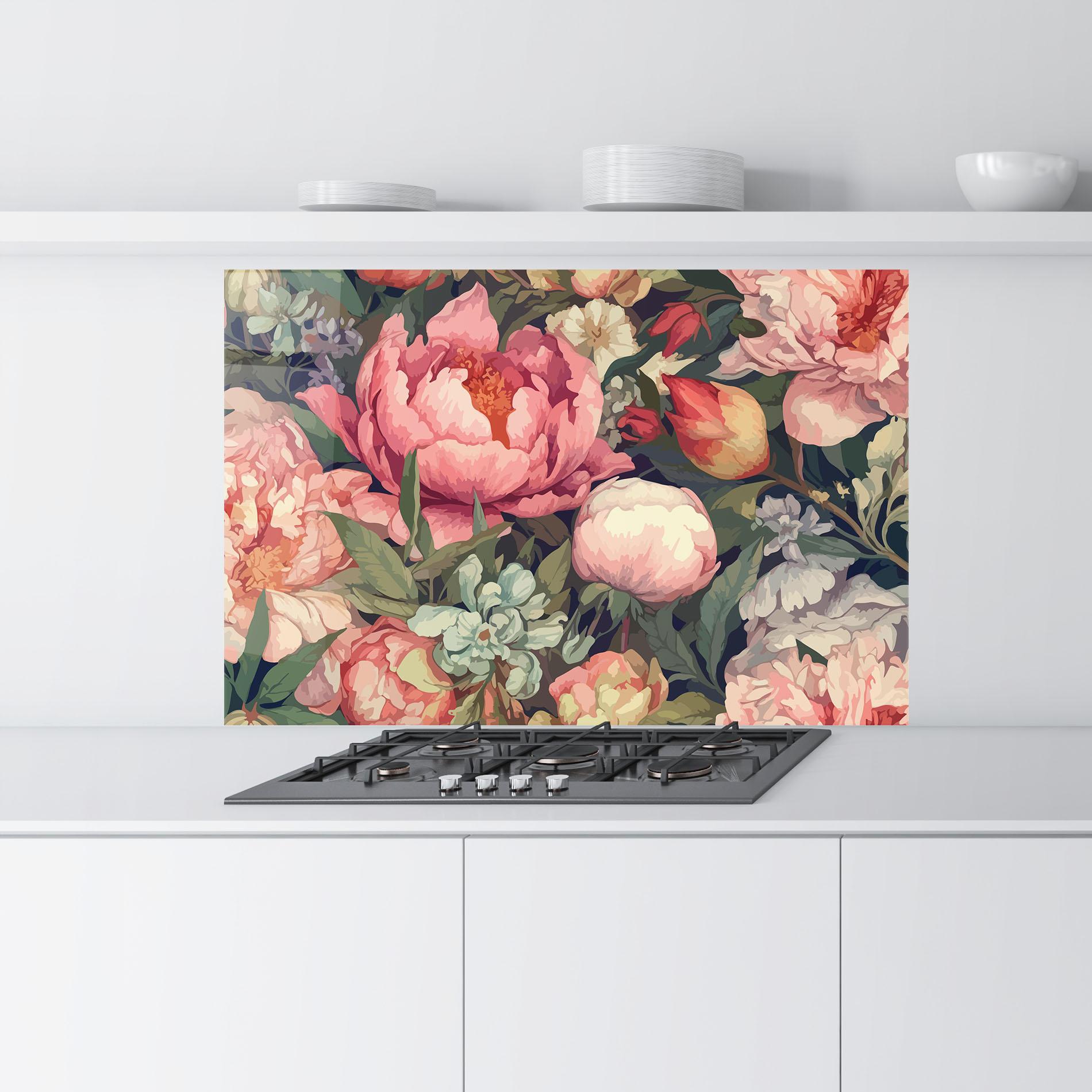 Konyhai üveg hátfal Pretty Artistic Peony mockup 9