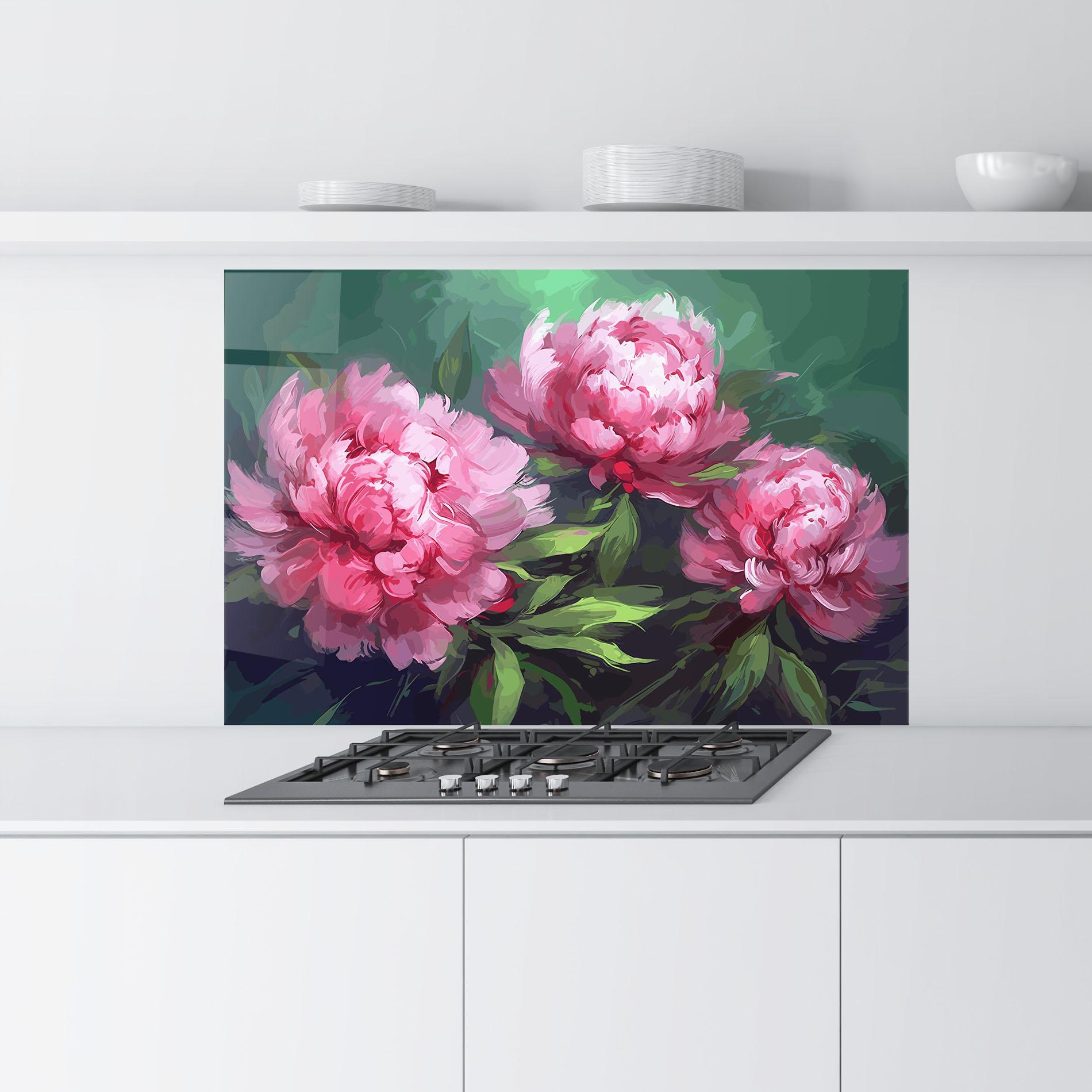 Konyhai üveg hátfal Pretty Peonies mockup 9