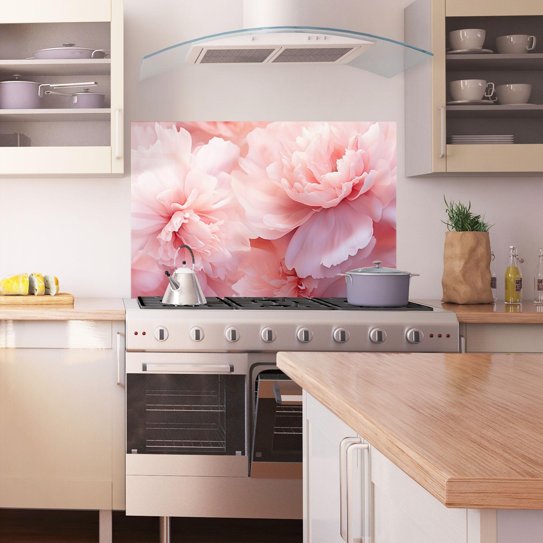 Konyhai üveg hátfal Close Up Dreamy Peony mockup 1