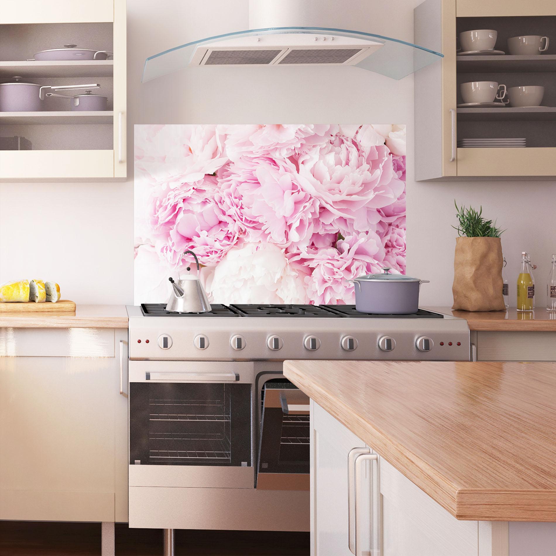 Konyhai üveg hátfal Dreamy Pink Pastel Peony mockup 1