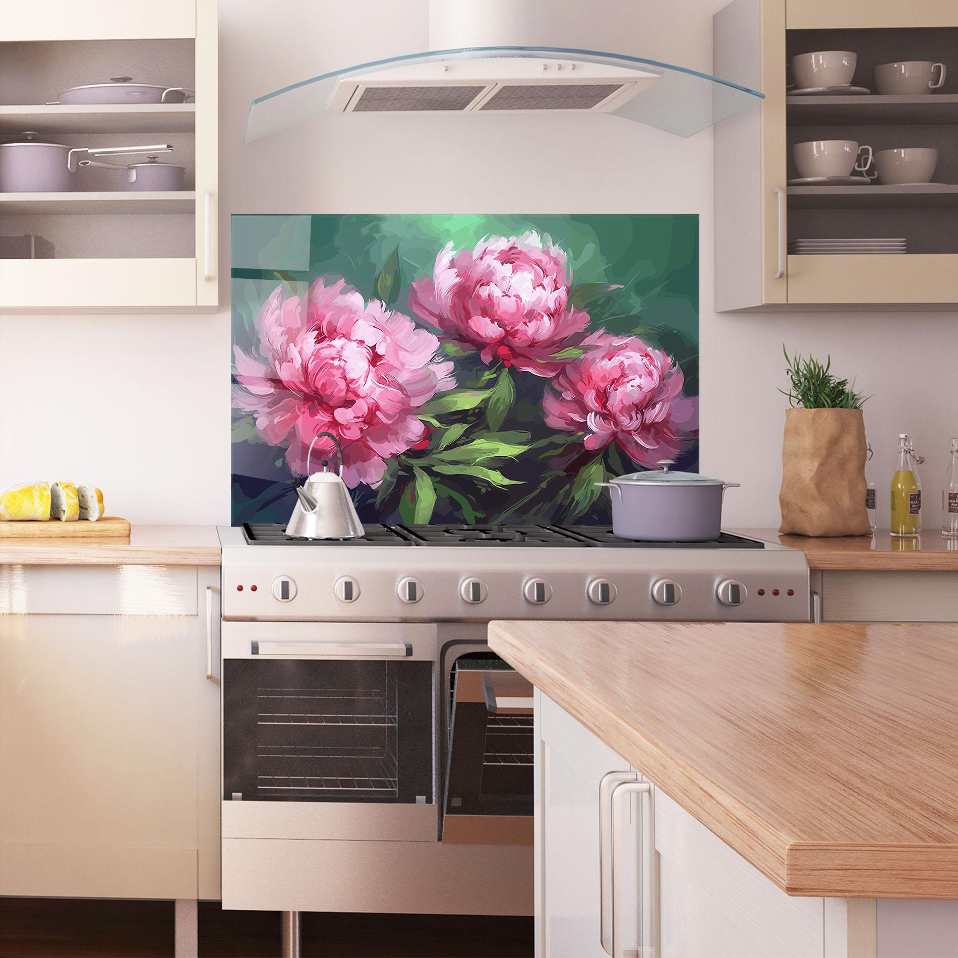Konyhai üveg hátfal Pretty Peonies mockup 1