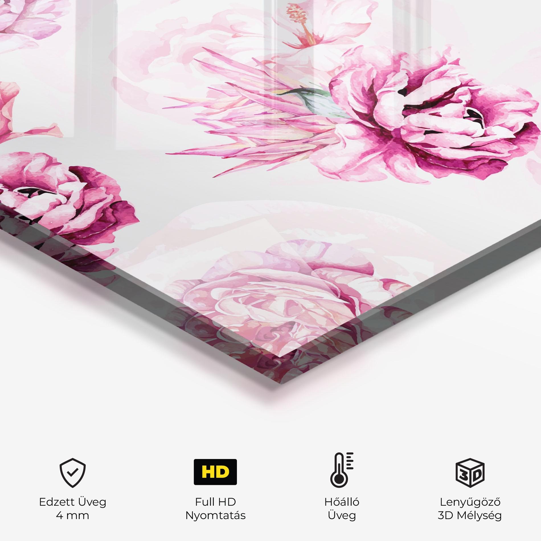 Konyhai üveg hátfal Blooming Peony mockup 2