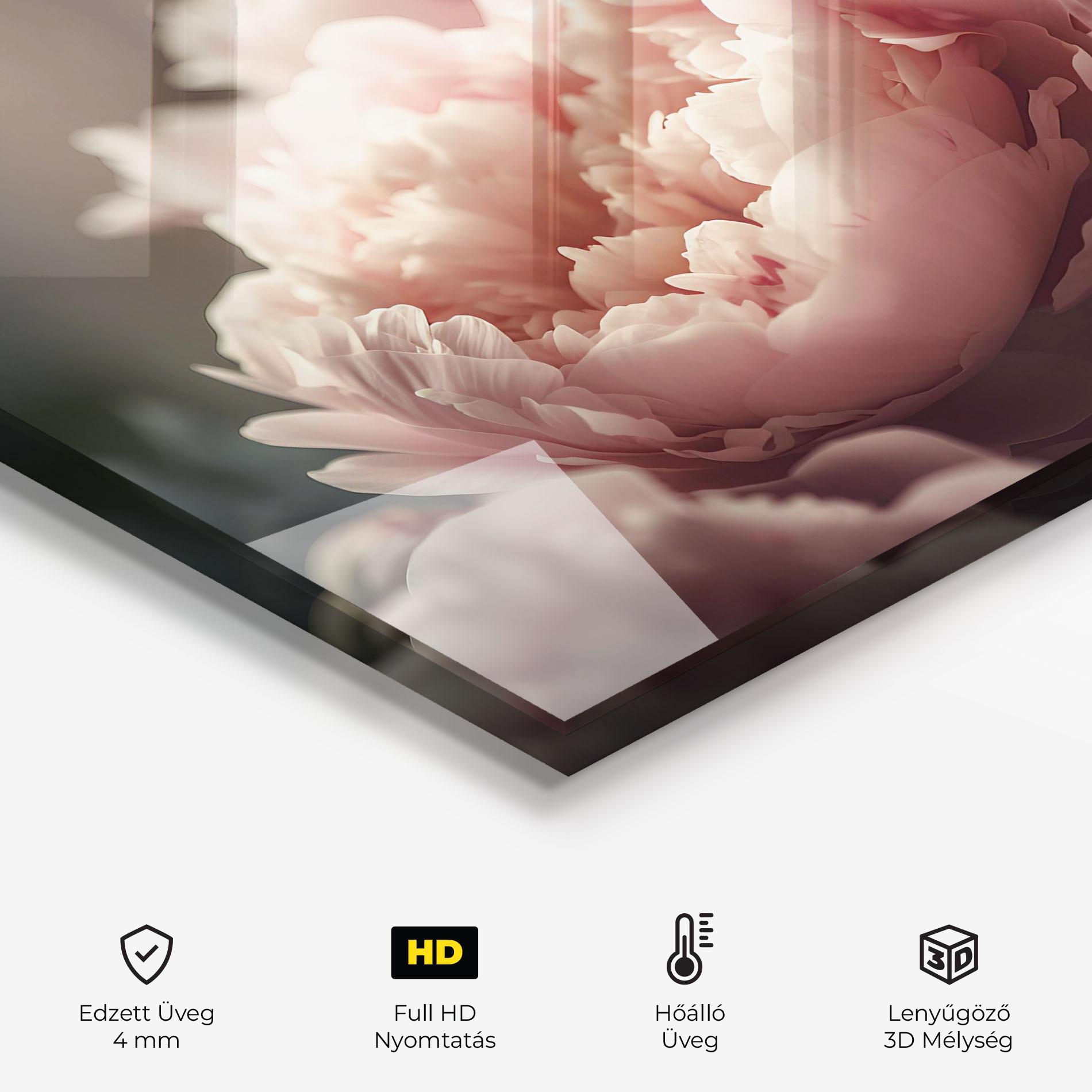 Konyhai üveg hátfal Cream Dreamy Peony mockup 2